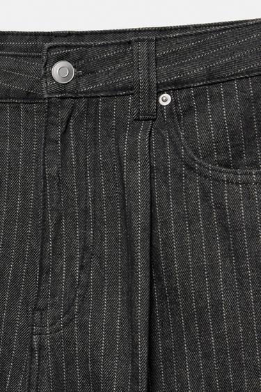 Pinstripe skater denim Bermuda shorts — Black 10