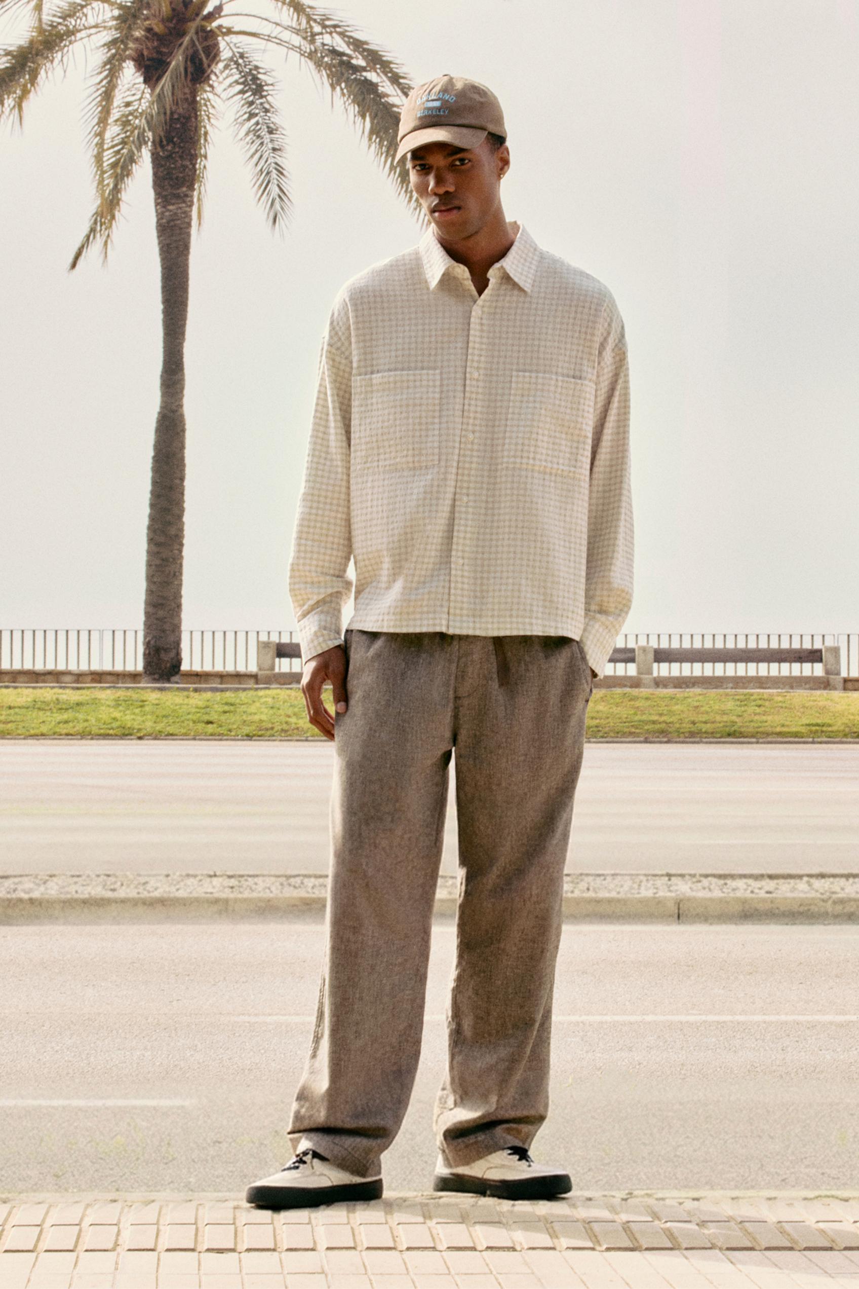Linen blend jogger trousers — Chocolate