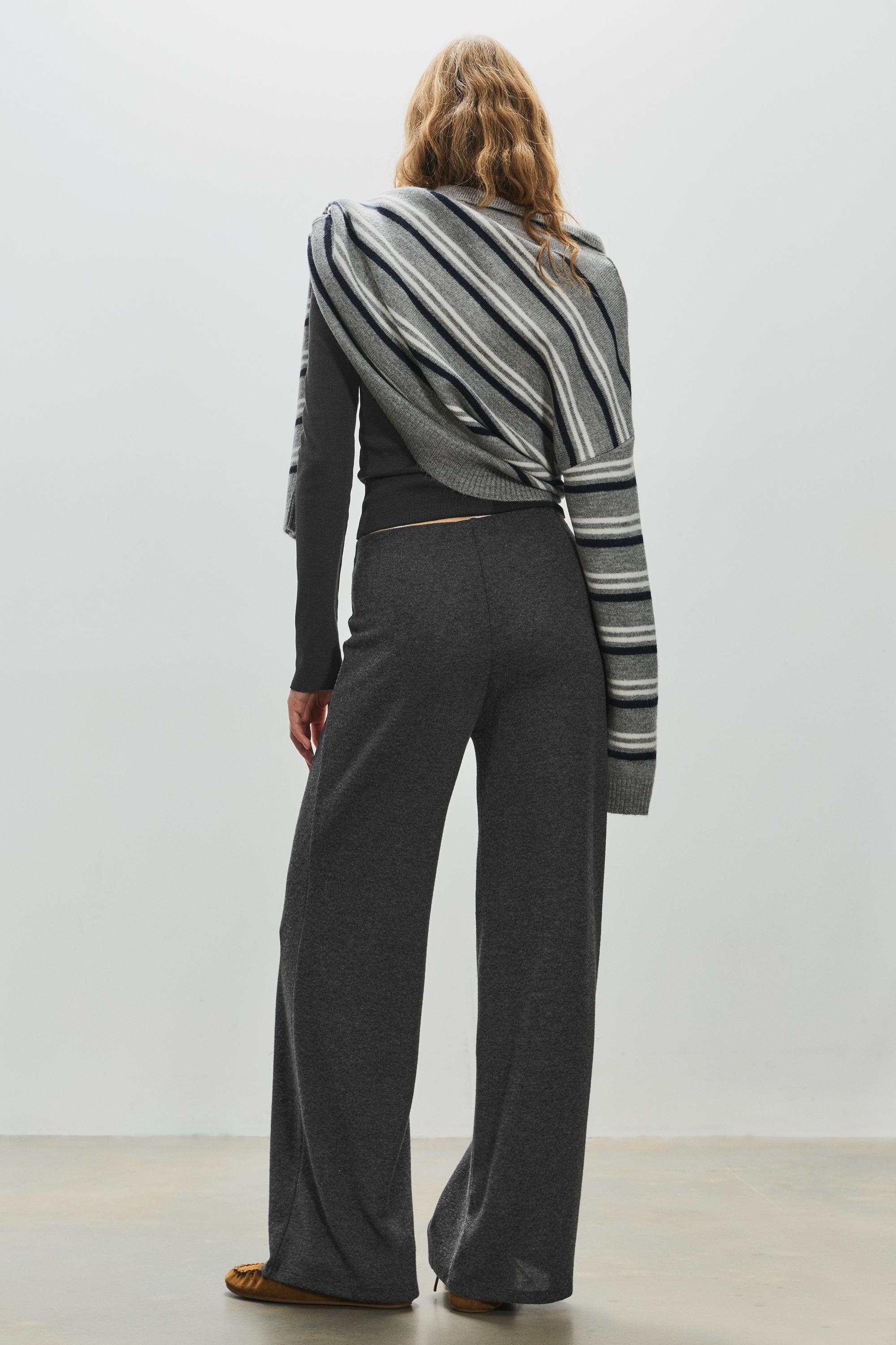 Wide-leg soft touch trousers — Dark grey