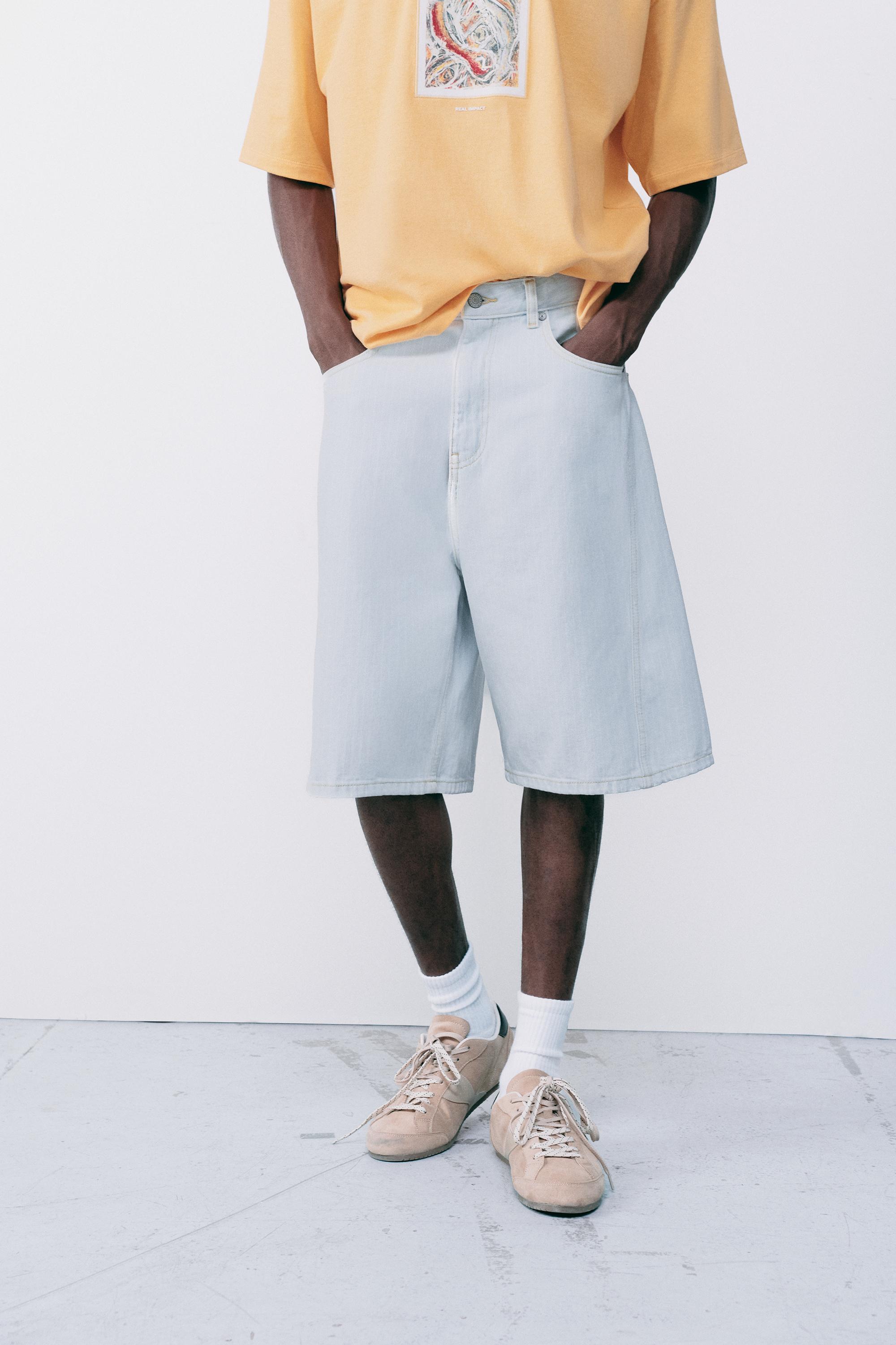 Relaxed-fit seam detail denim Bermuda shorts — Blue