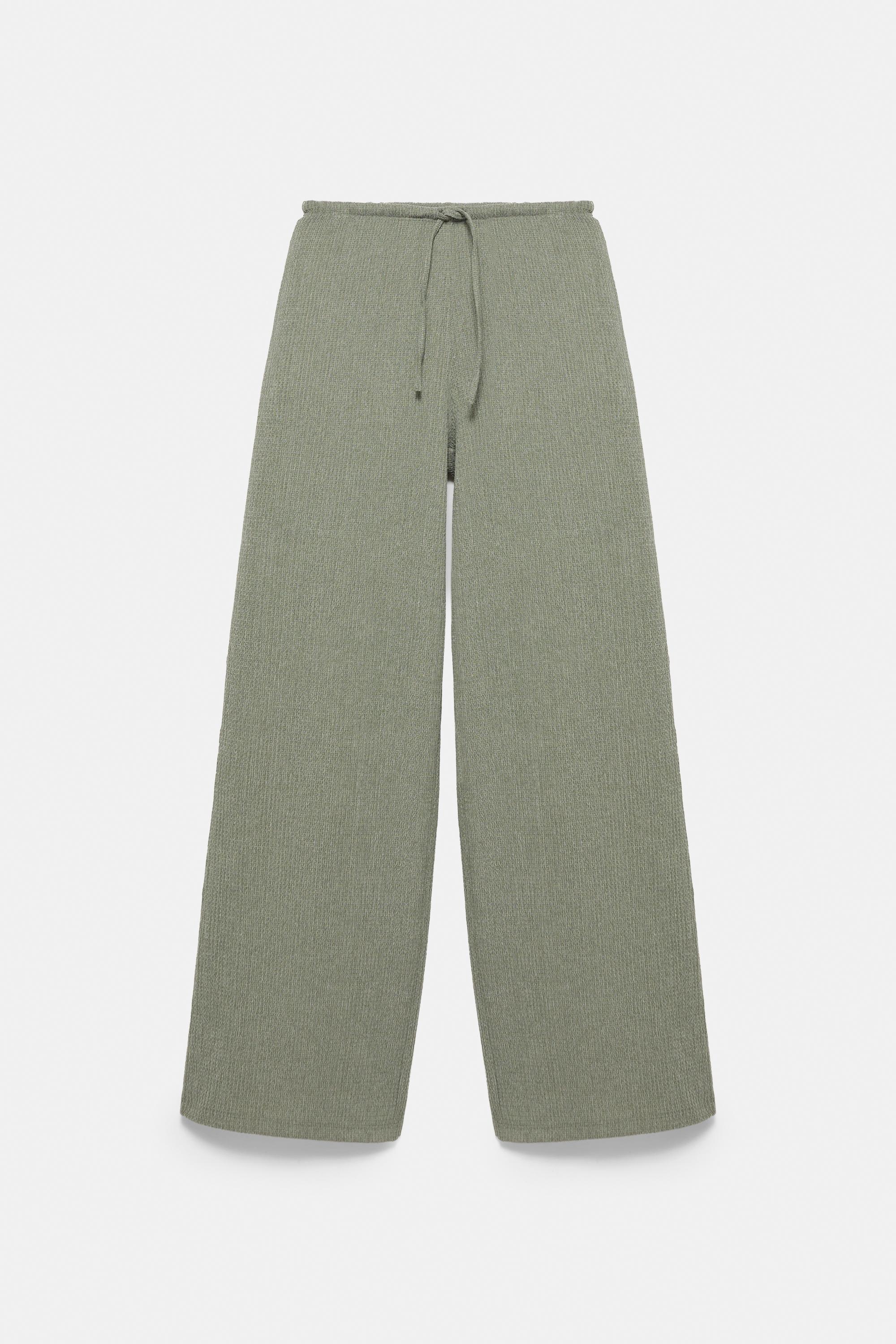 Wide-leg crepe trousers — Khaki