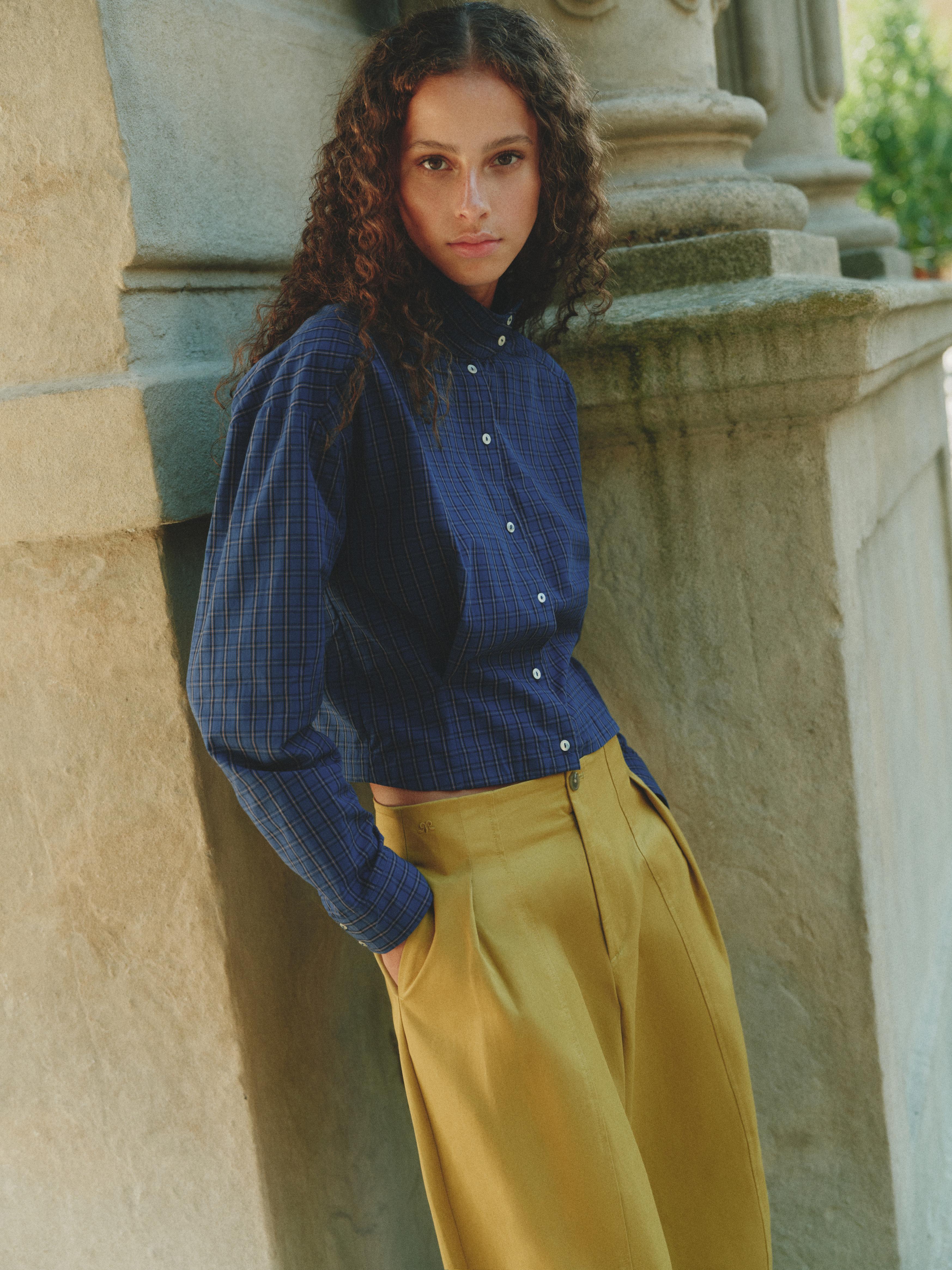 Oversize check shirt — Navy