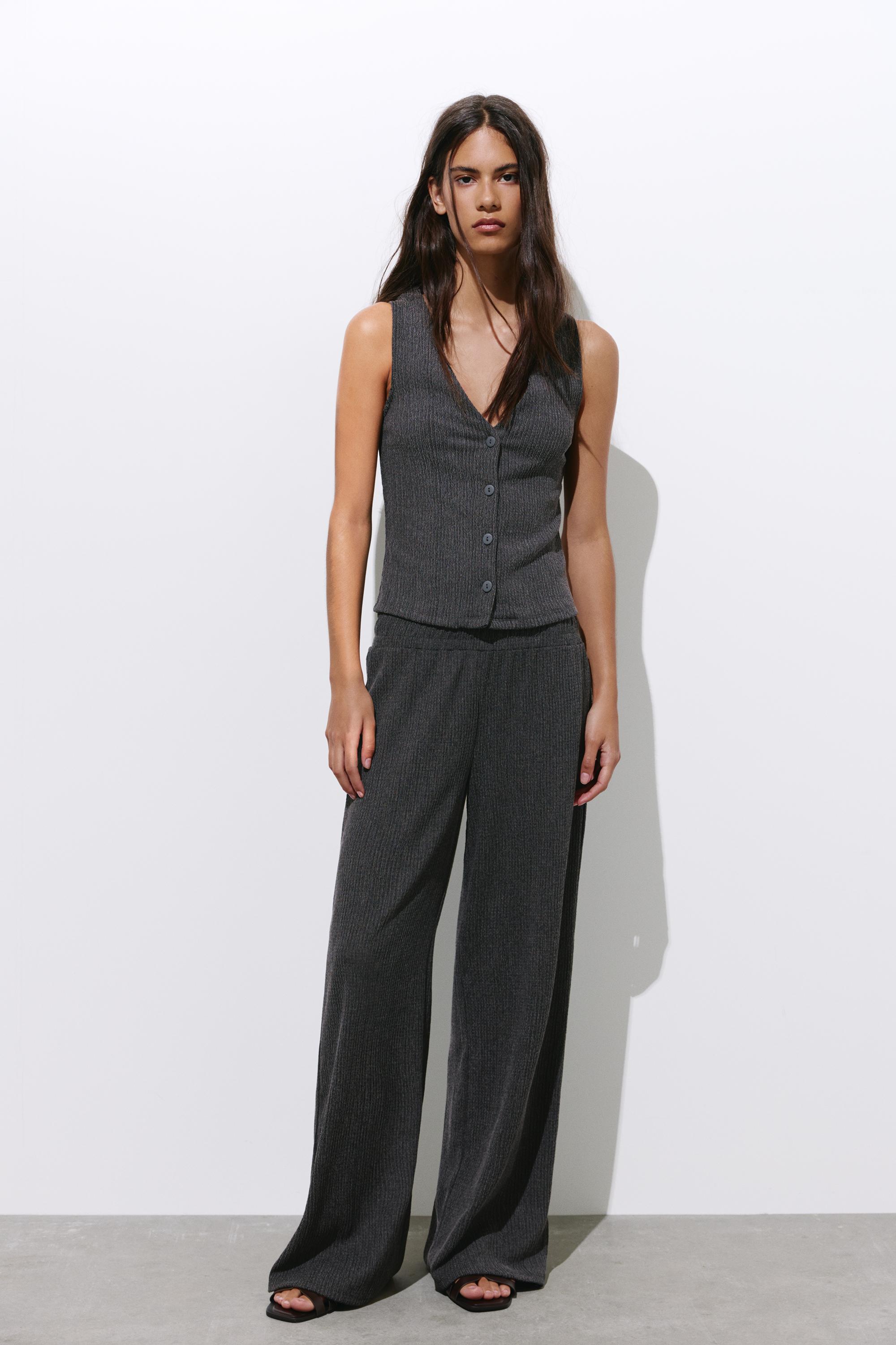 Wide-leg crepe trousers — Anthracite grey