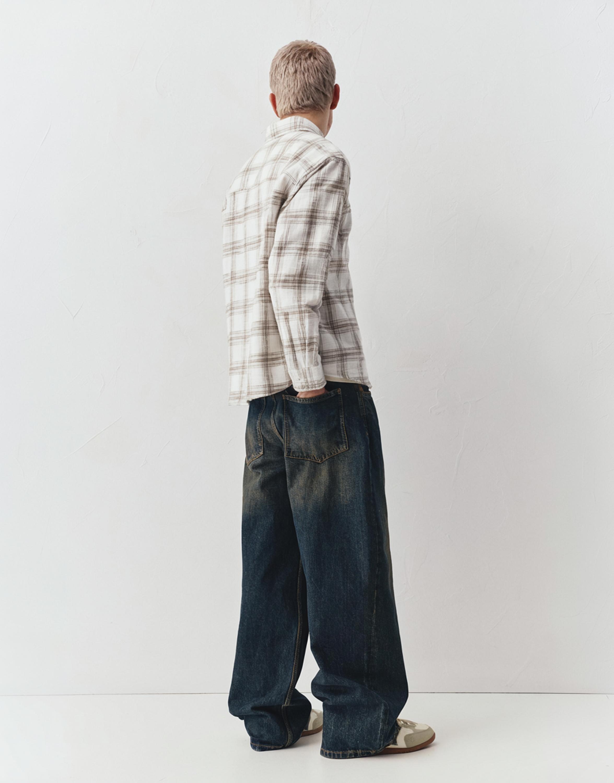 Kareli uzun kollu gömlek - Görsel 10