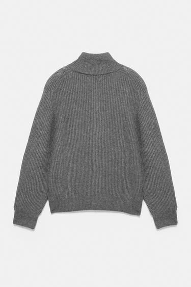 Ribbed zip-up cardigan — Dark anthracite 7