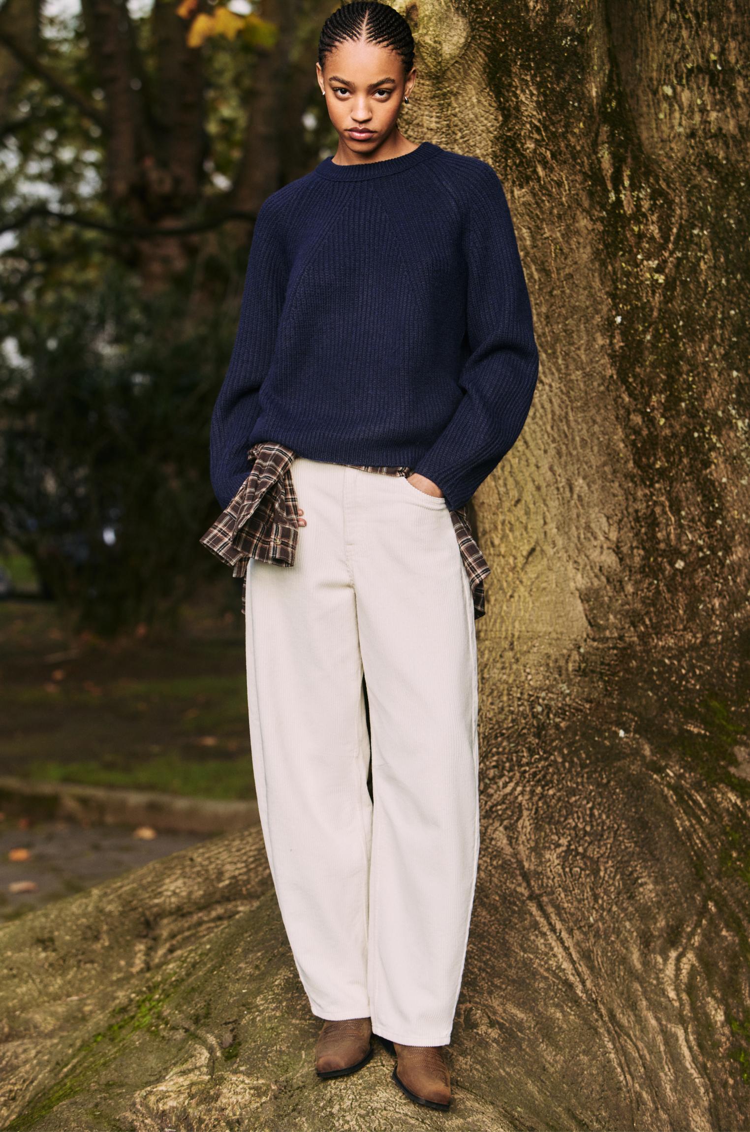 Balloon fit corduroy trousers - PULL\u0026BEAR