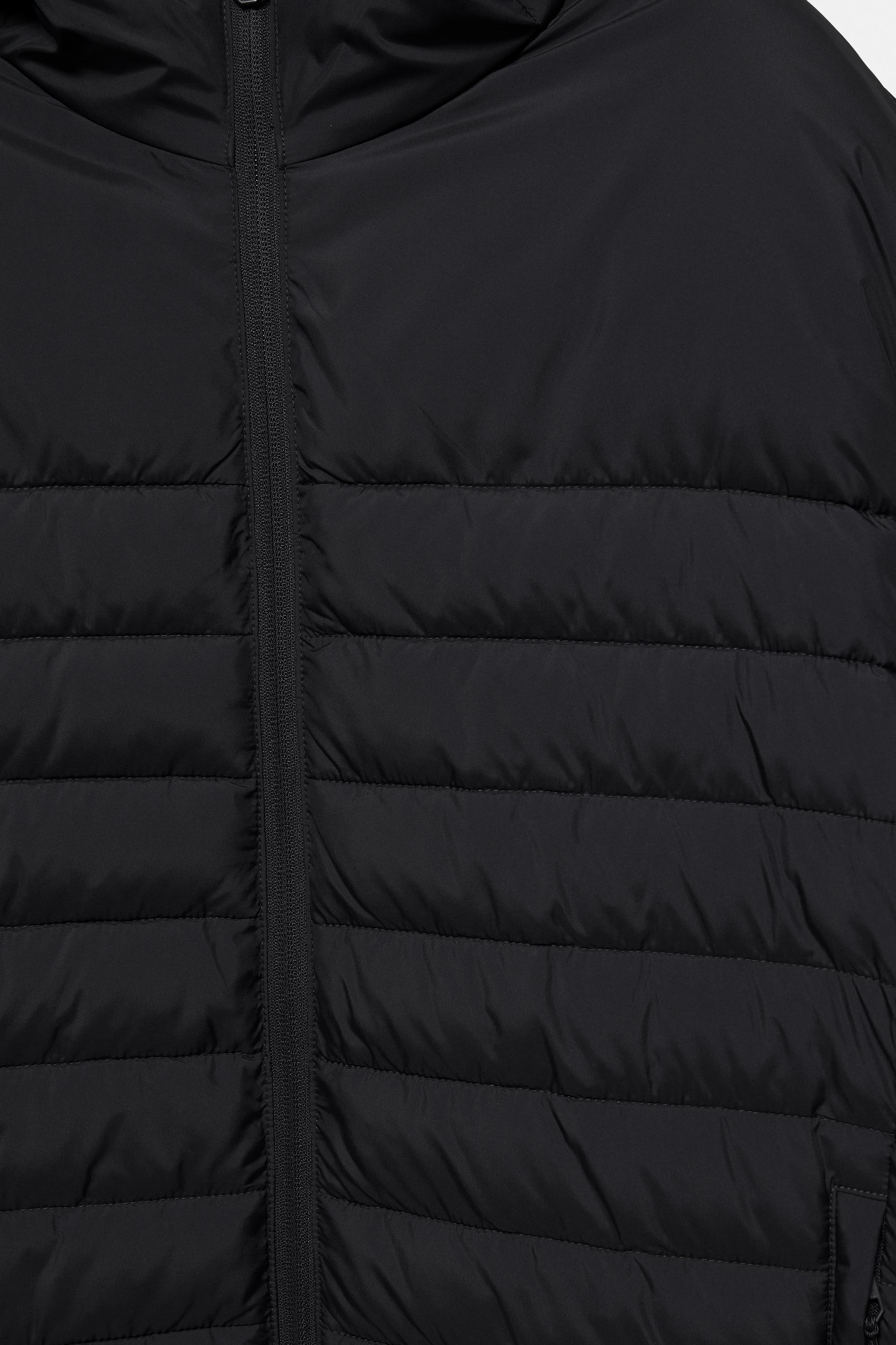 Lightweight puffer jacket with hood — Black