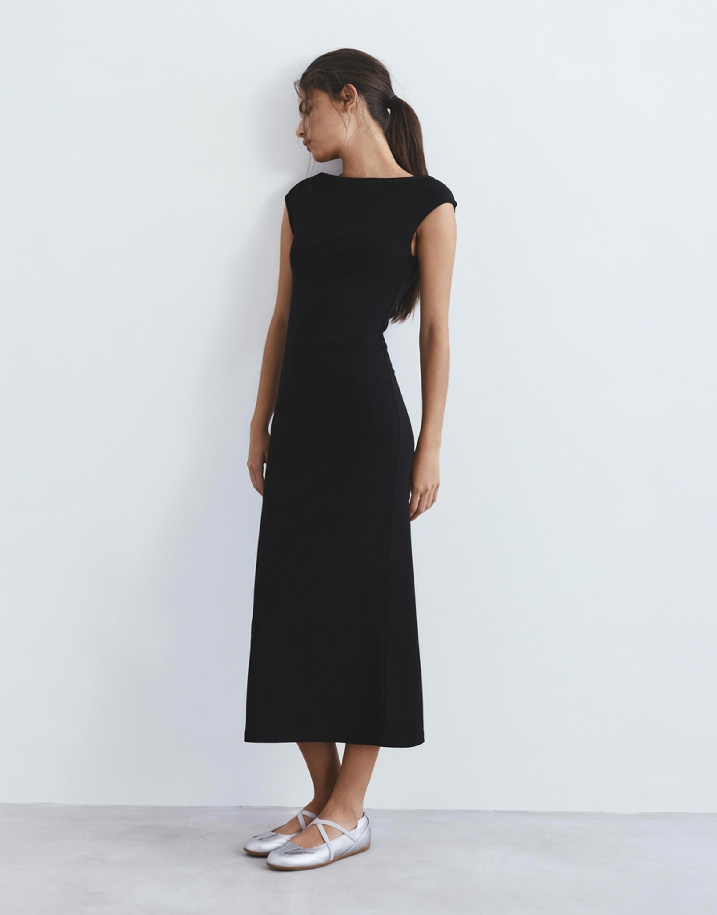 Short sleeve midi dress — Black
