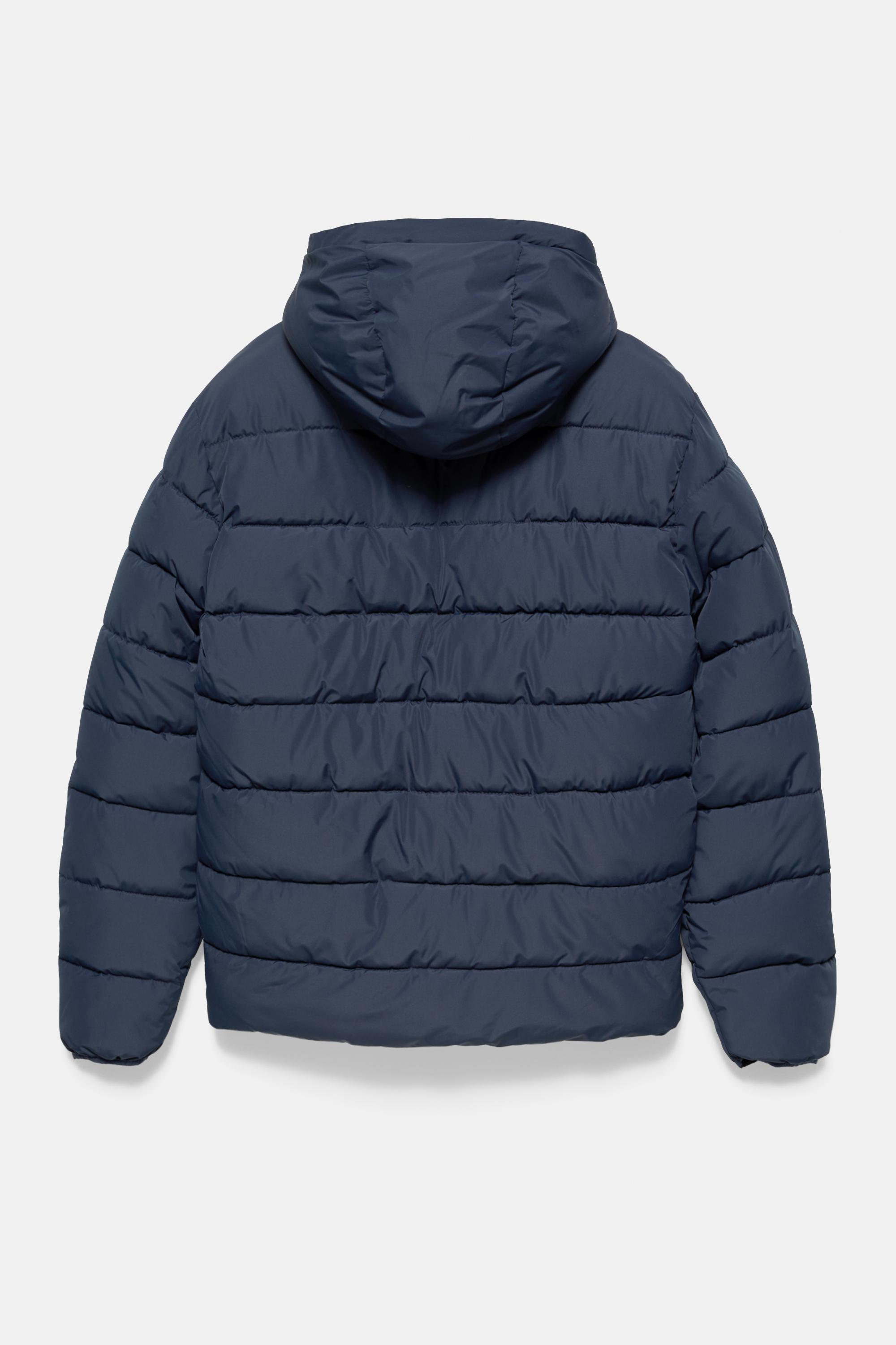 Puffer jacket with hood — Dark blue