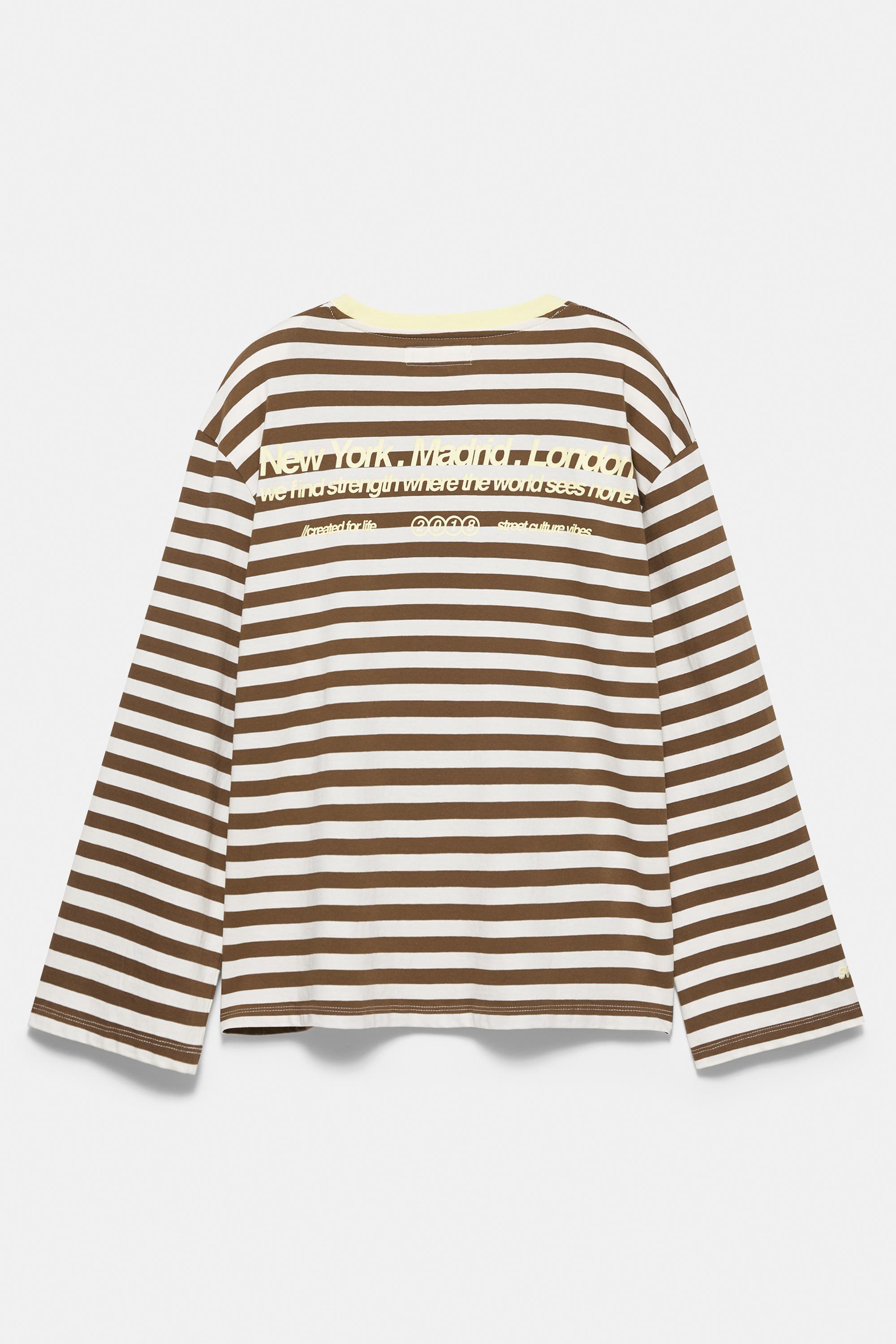 Oversize striped T-shirt — Brown