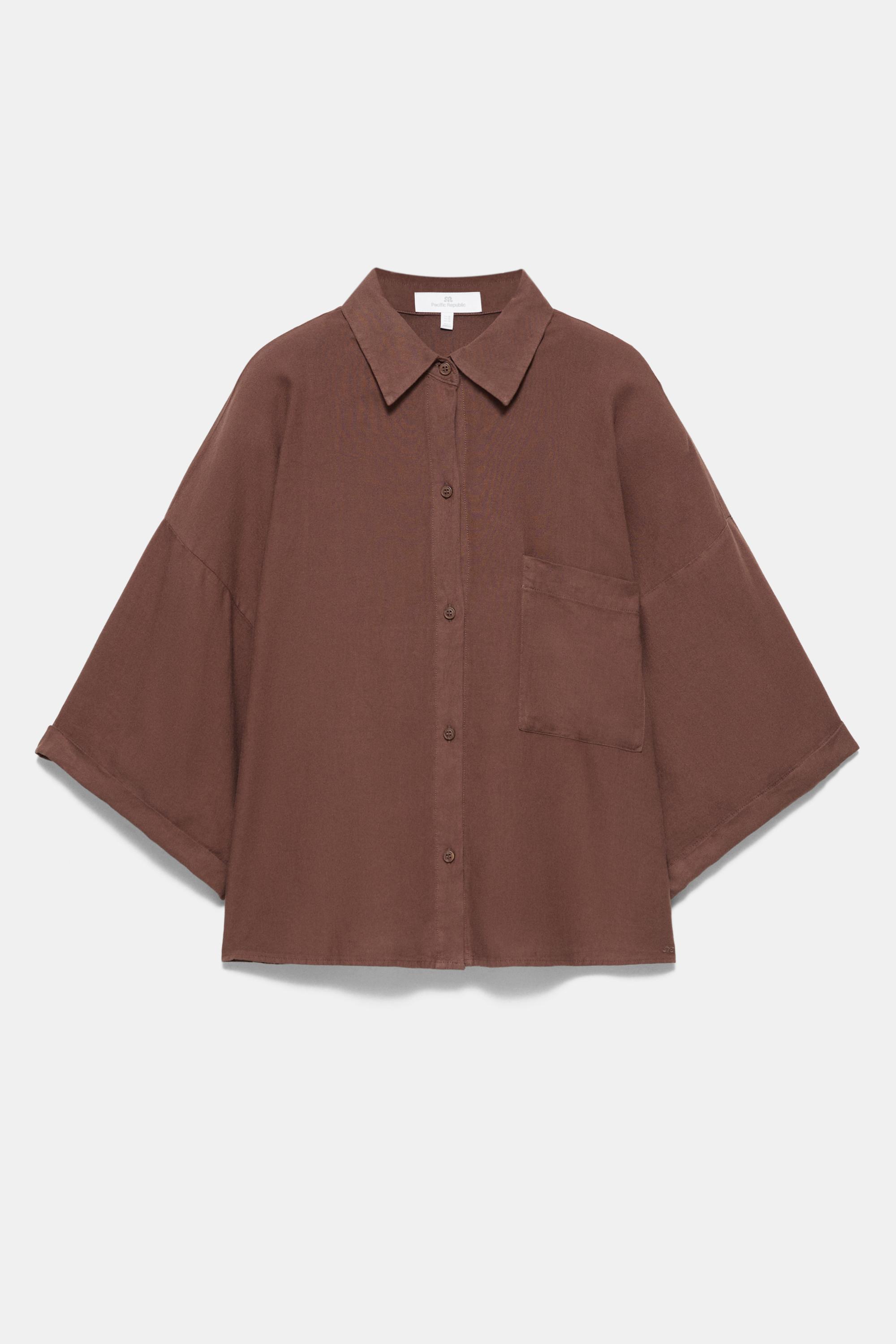 Linen blend shirt — Brown