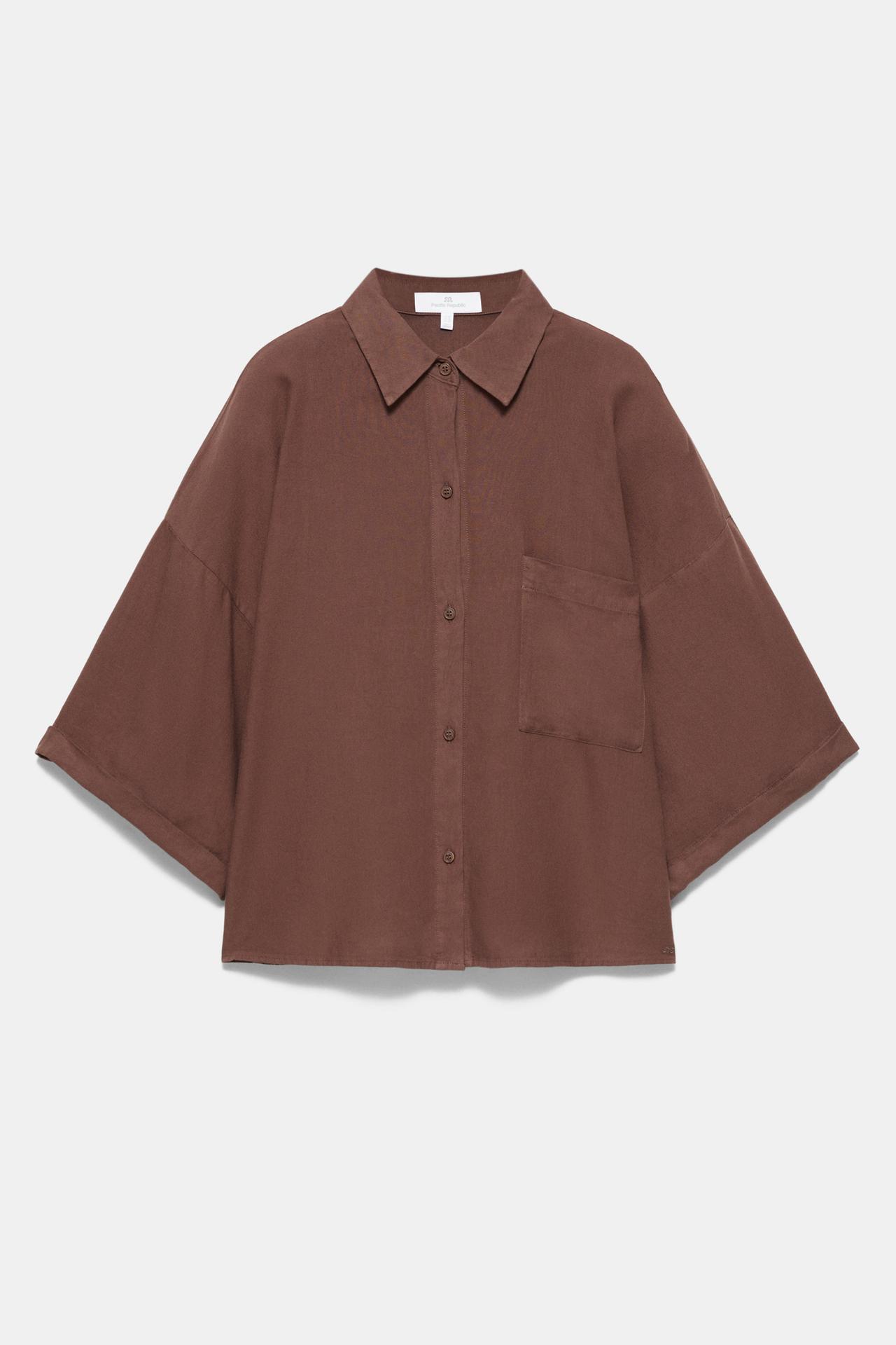 Linen blend shirt — Brown