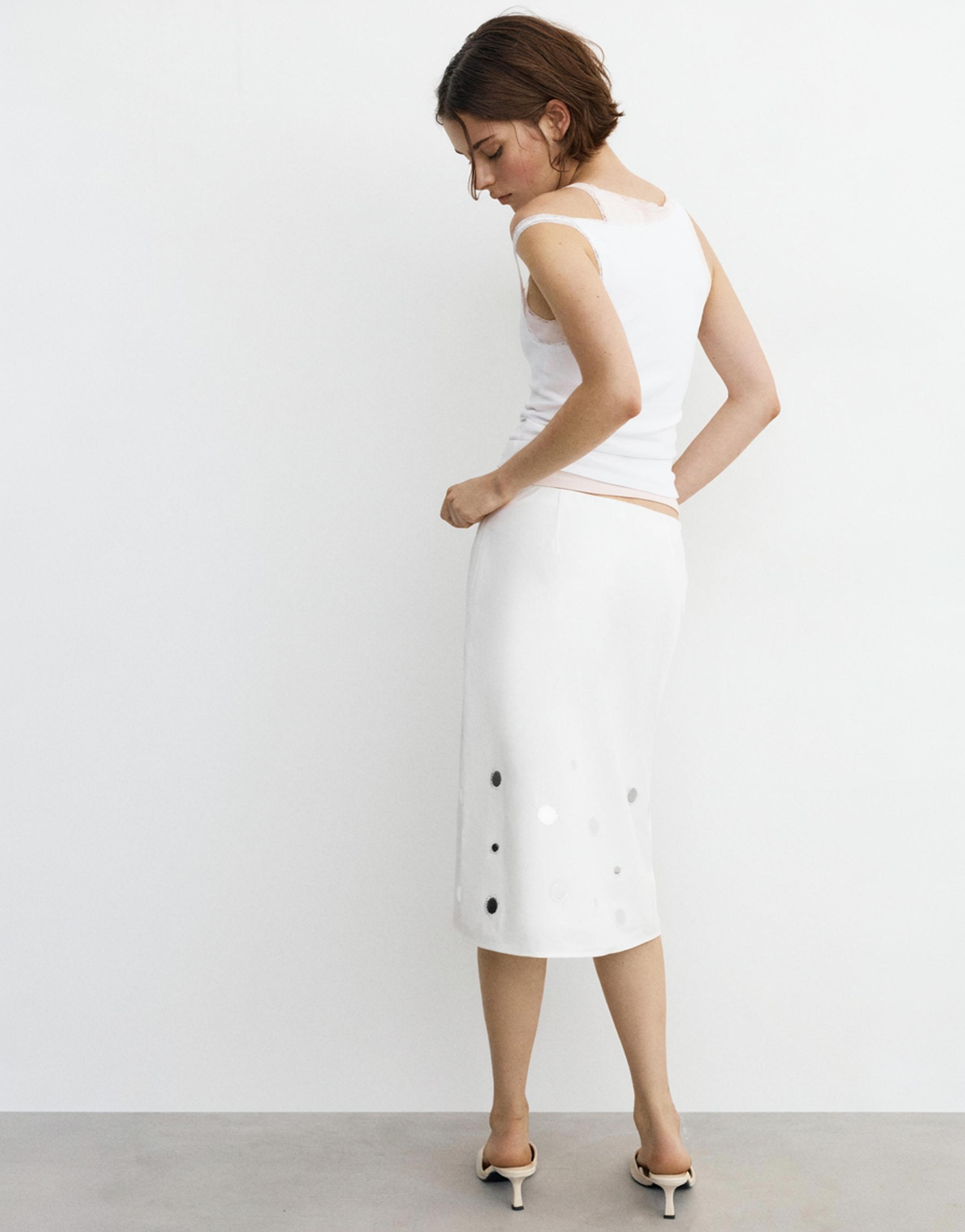 Straight mirror midi skirt — Ecru