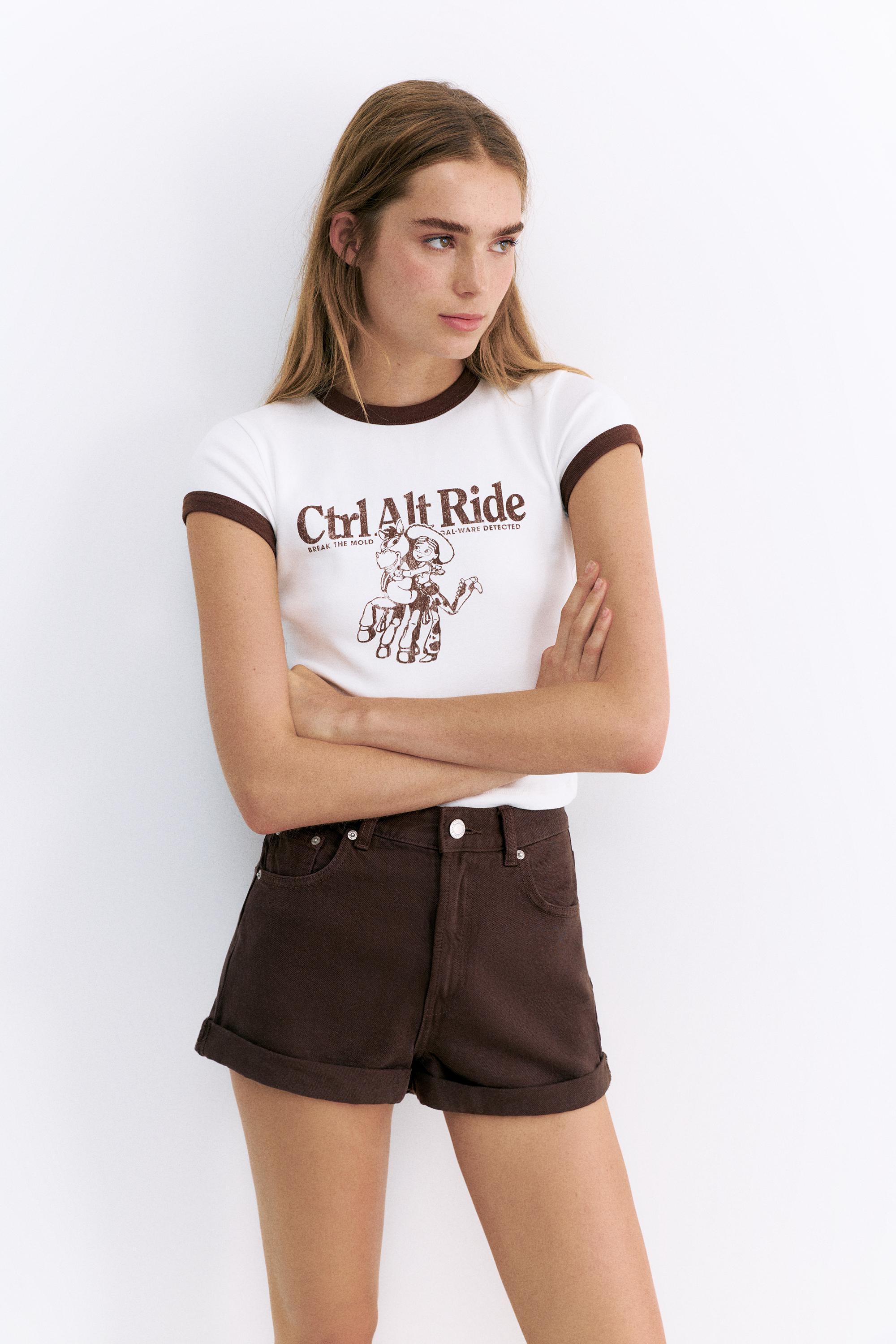 Mom fit paçası kıvrık denim şort - Görsel 14