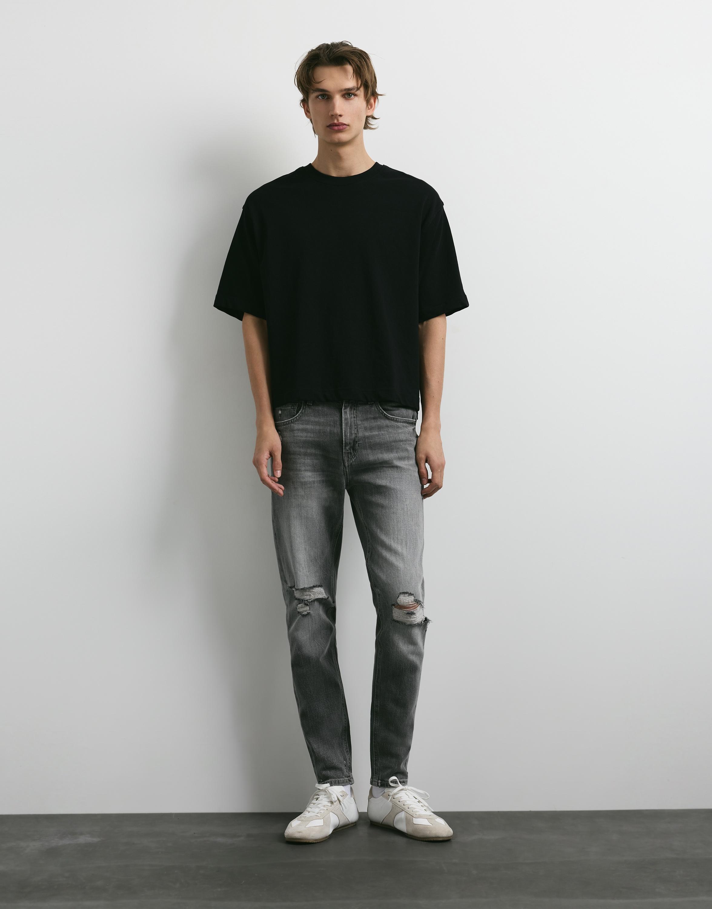 Ripped skinny jeans — Dark grey