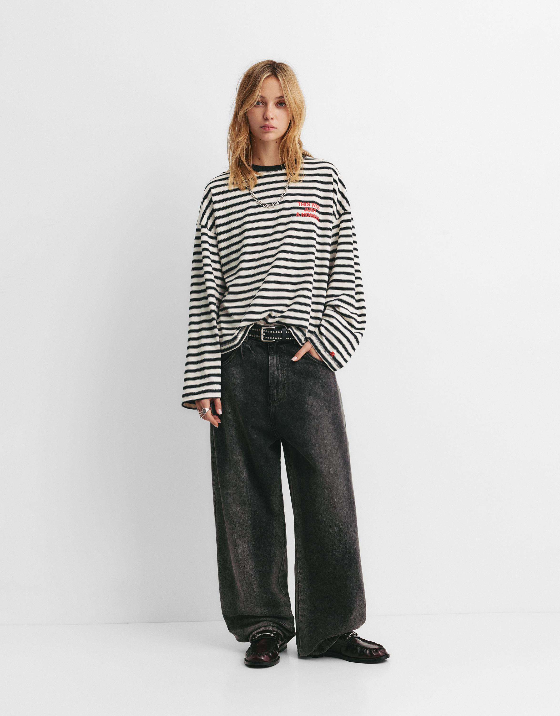Striped T-shirt with text — Ice