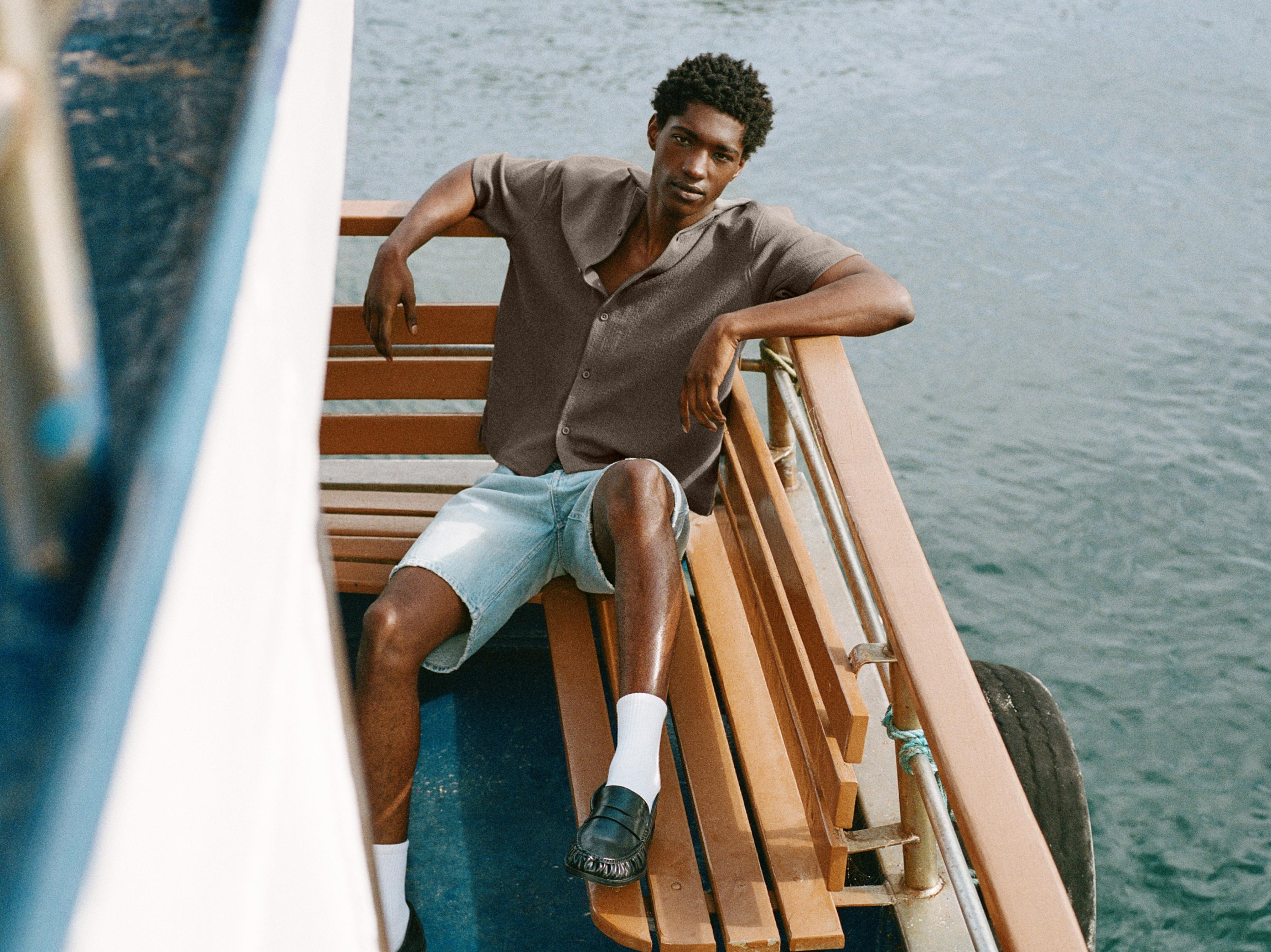 Terrycloth short sleeve shirt — Mole brown