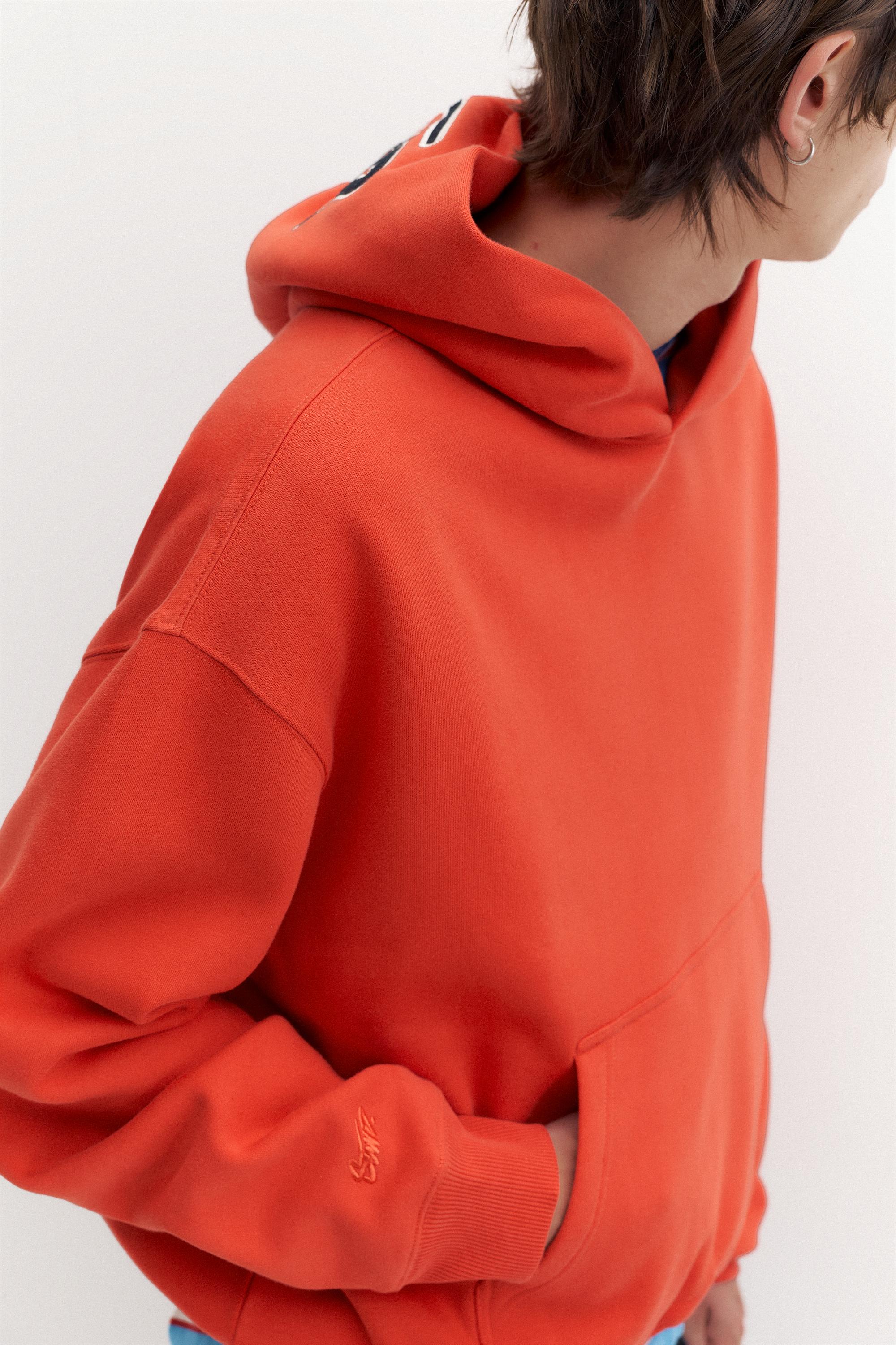 STWD boxy-fit logo hoodie — Red