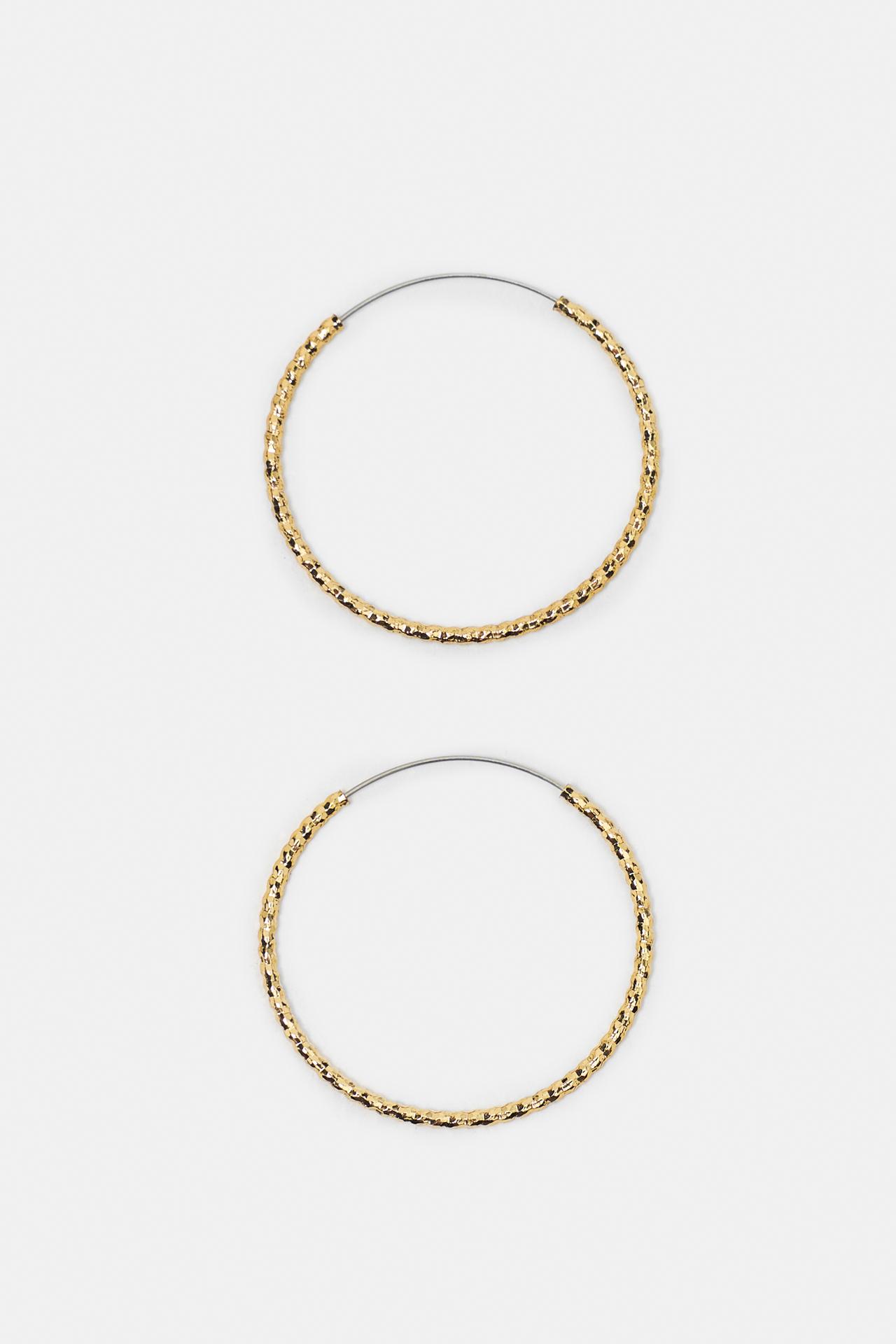 Pack of 3 textured hoop earrings — Gold