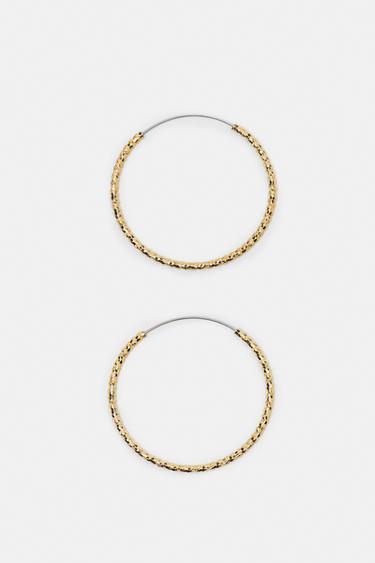 Pack of 3 textured hoop earrings — Gold 5