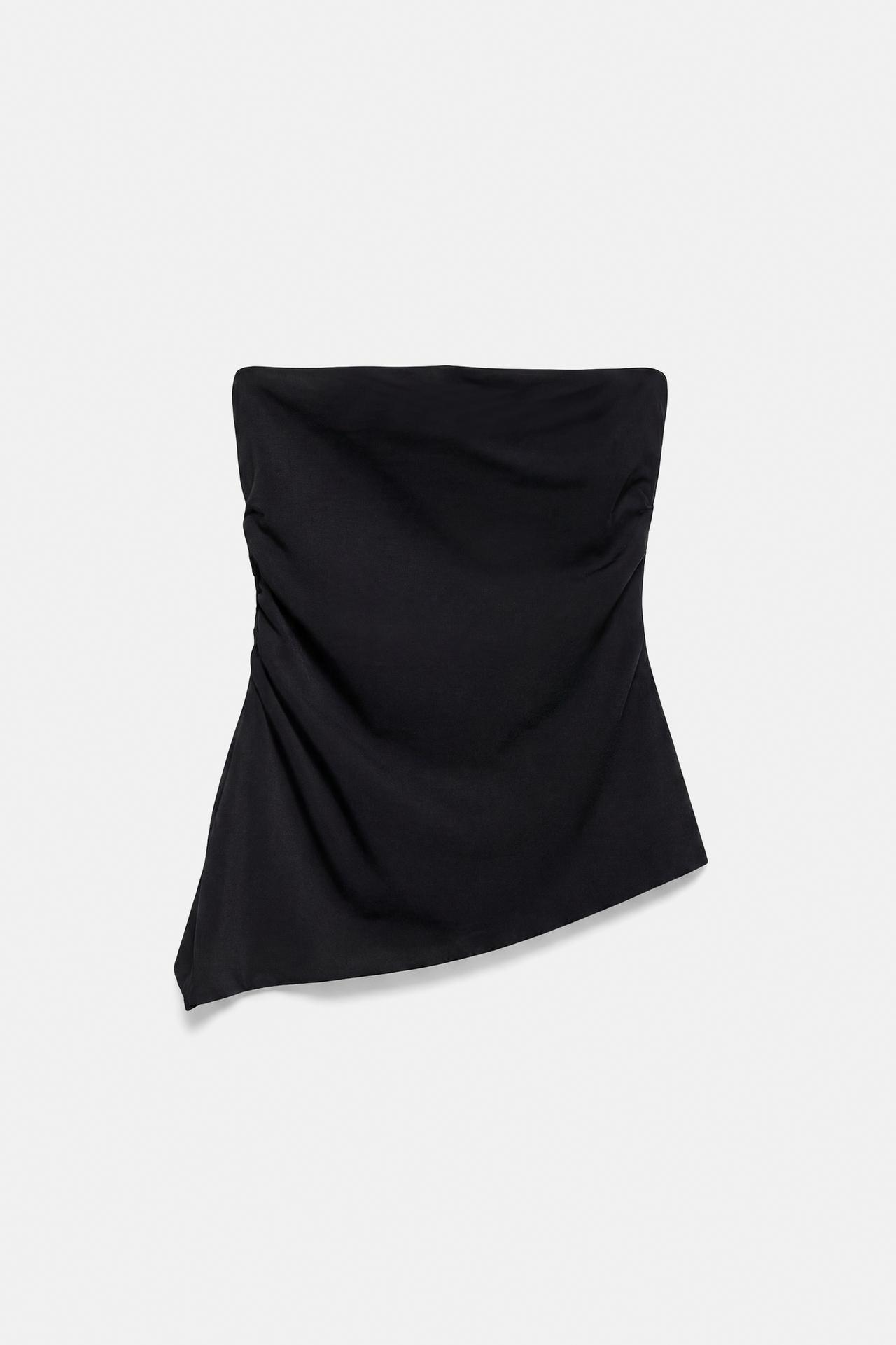 Asymmetric bandeau top — Black
