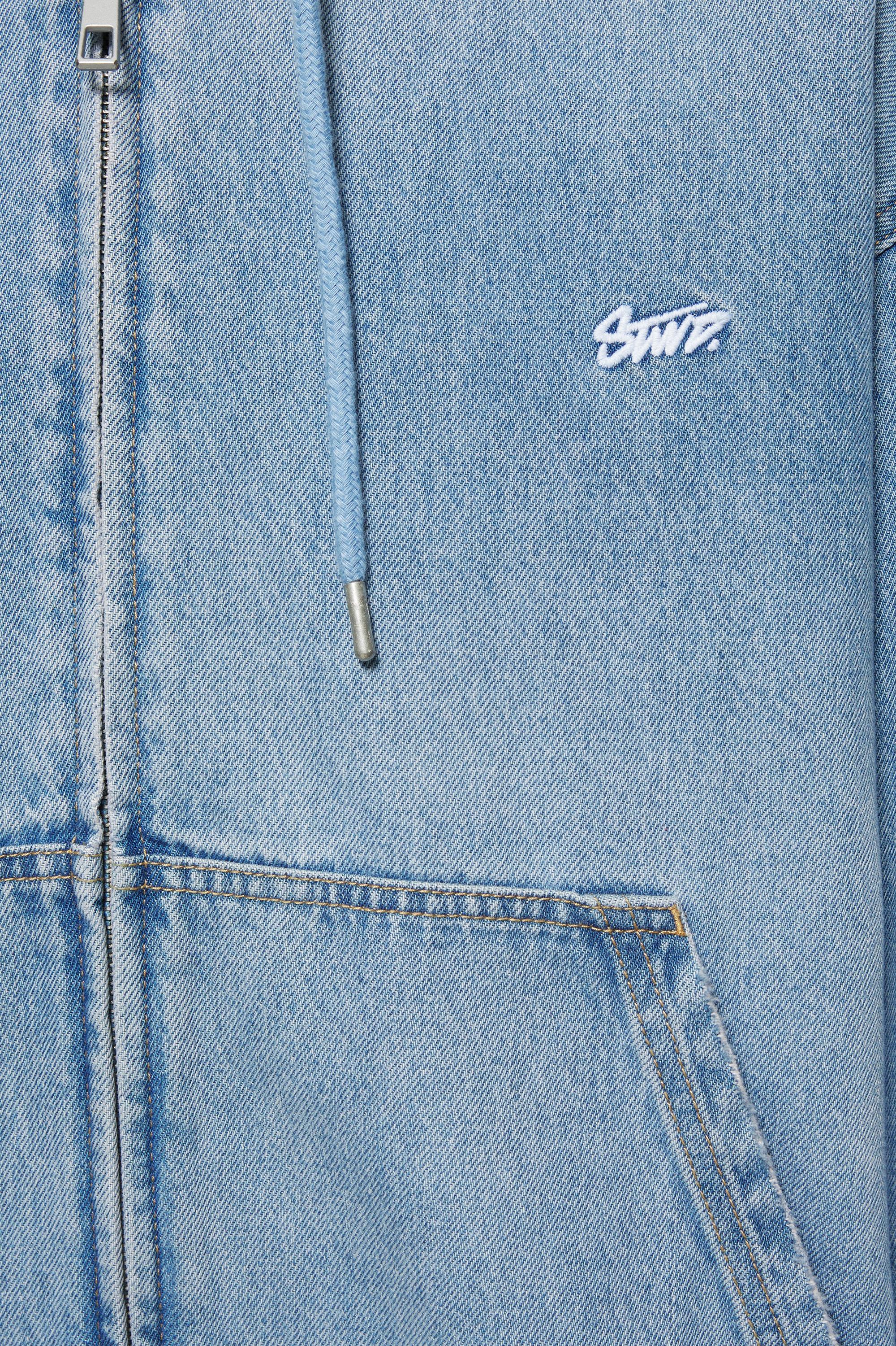 STWD zip-up hooded jacket — Medium blue