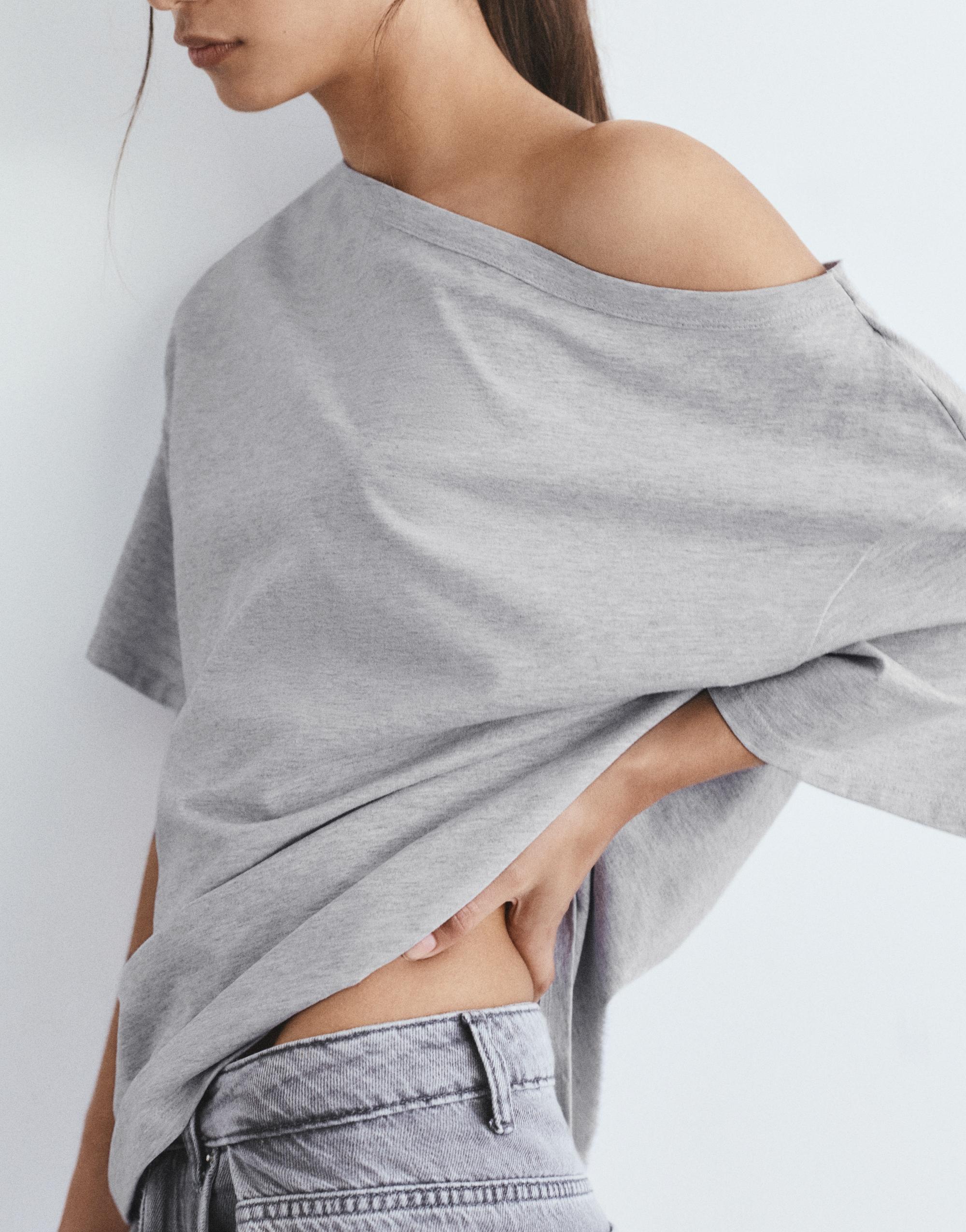 Asimetrik kısa kollu t-shirt - Görsel 10