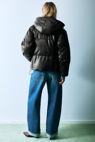 Leather effect puffer jacket — Black 2