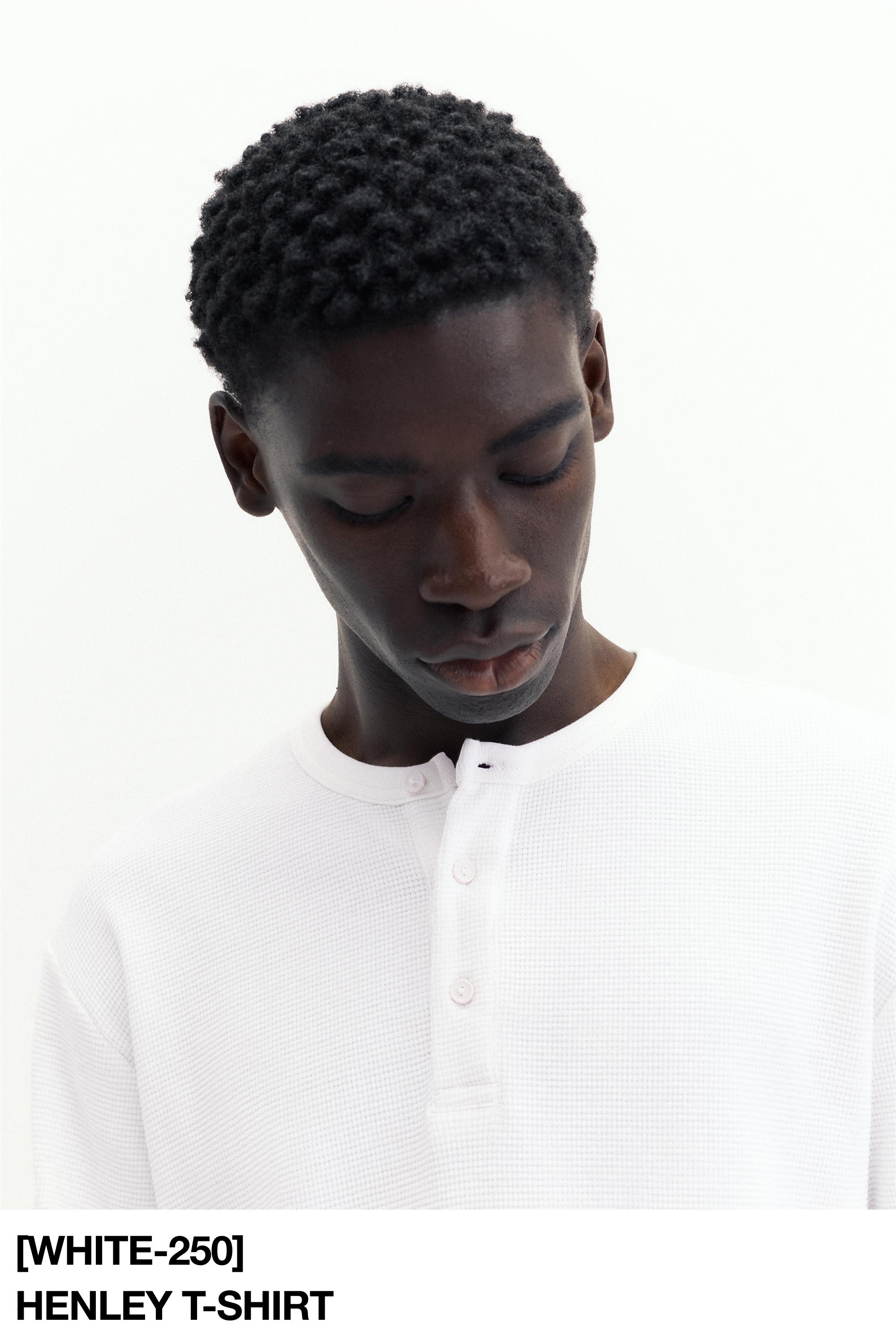 Waffle-knit long sleeve T-shirt — White