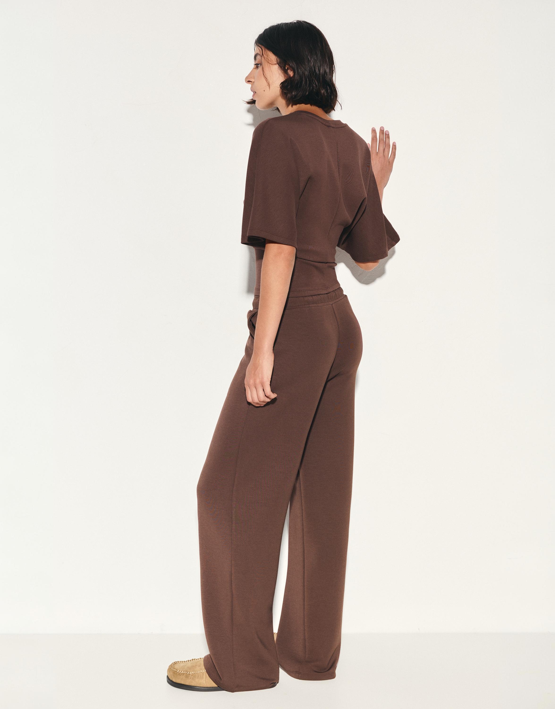 Modal wide-leg trousers — Brown