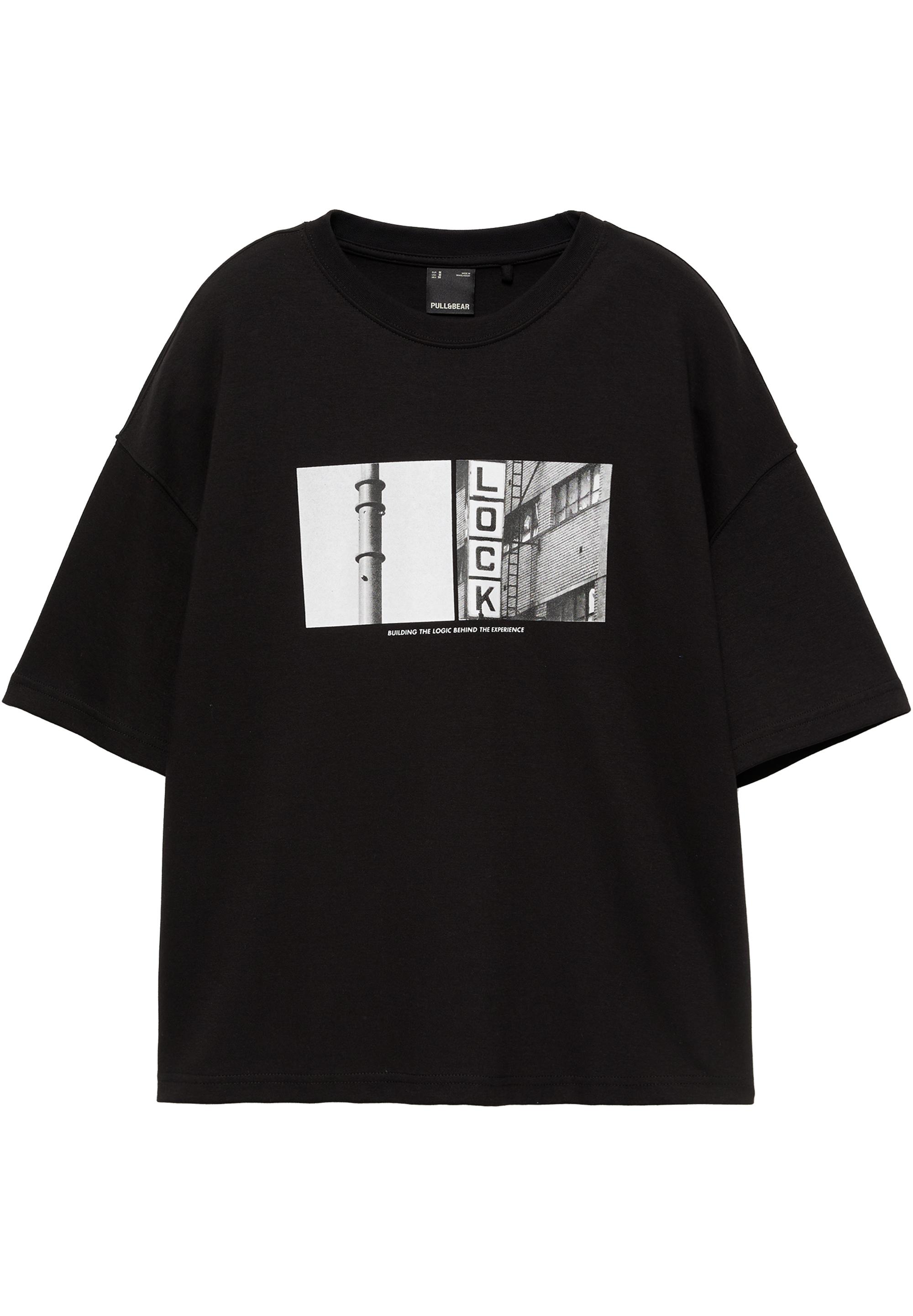 Short sleeve photographic sweatshirt — Black