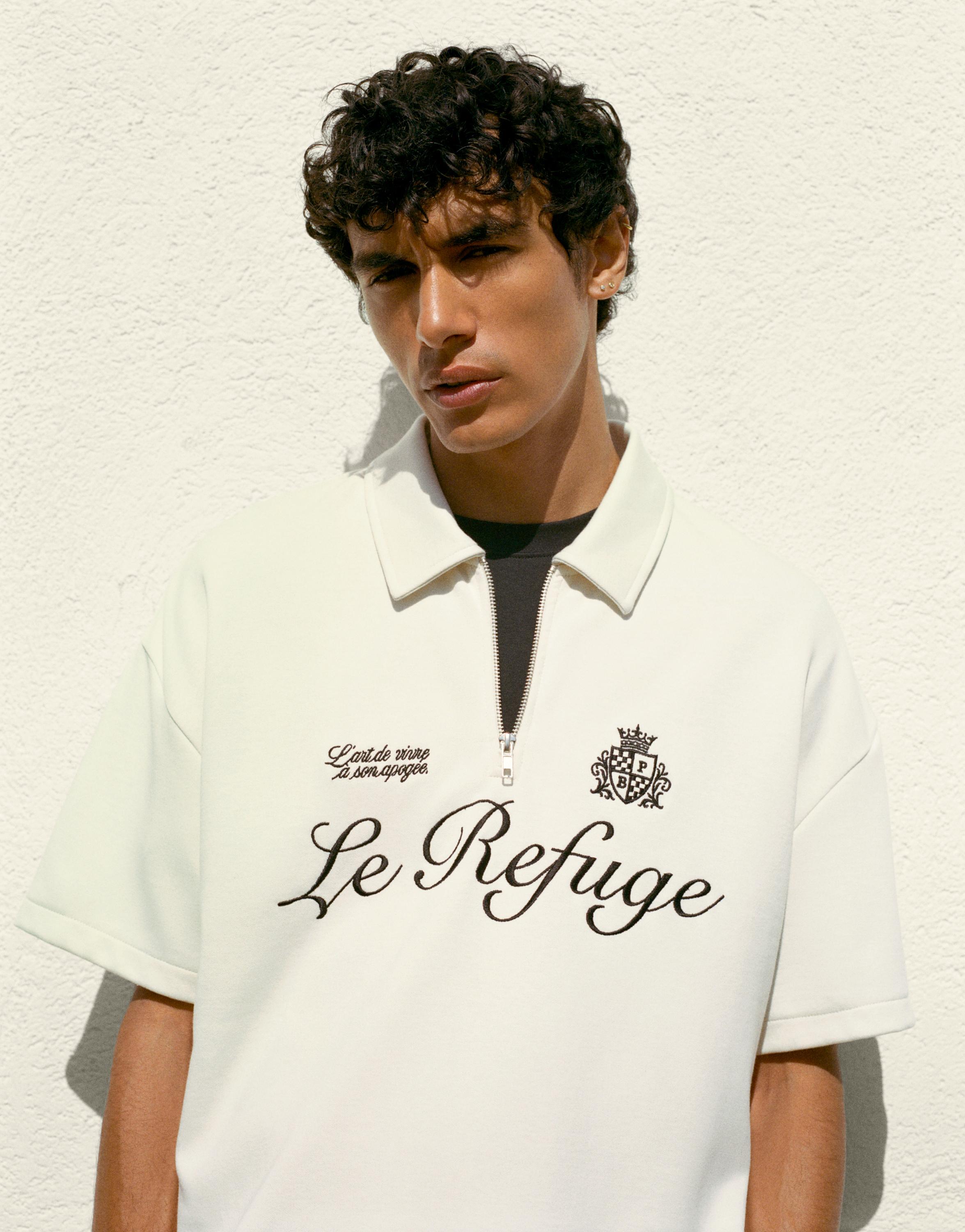 Grafik detaylı interlok fermuarlı polo - Görsel 12