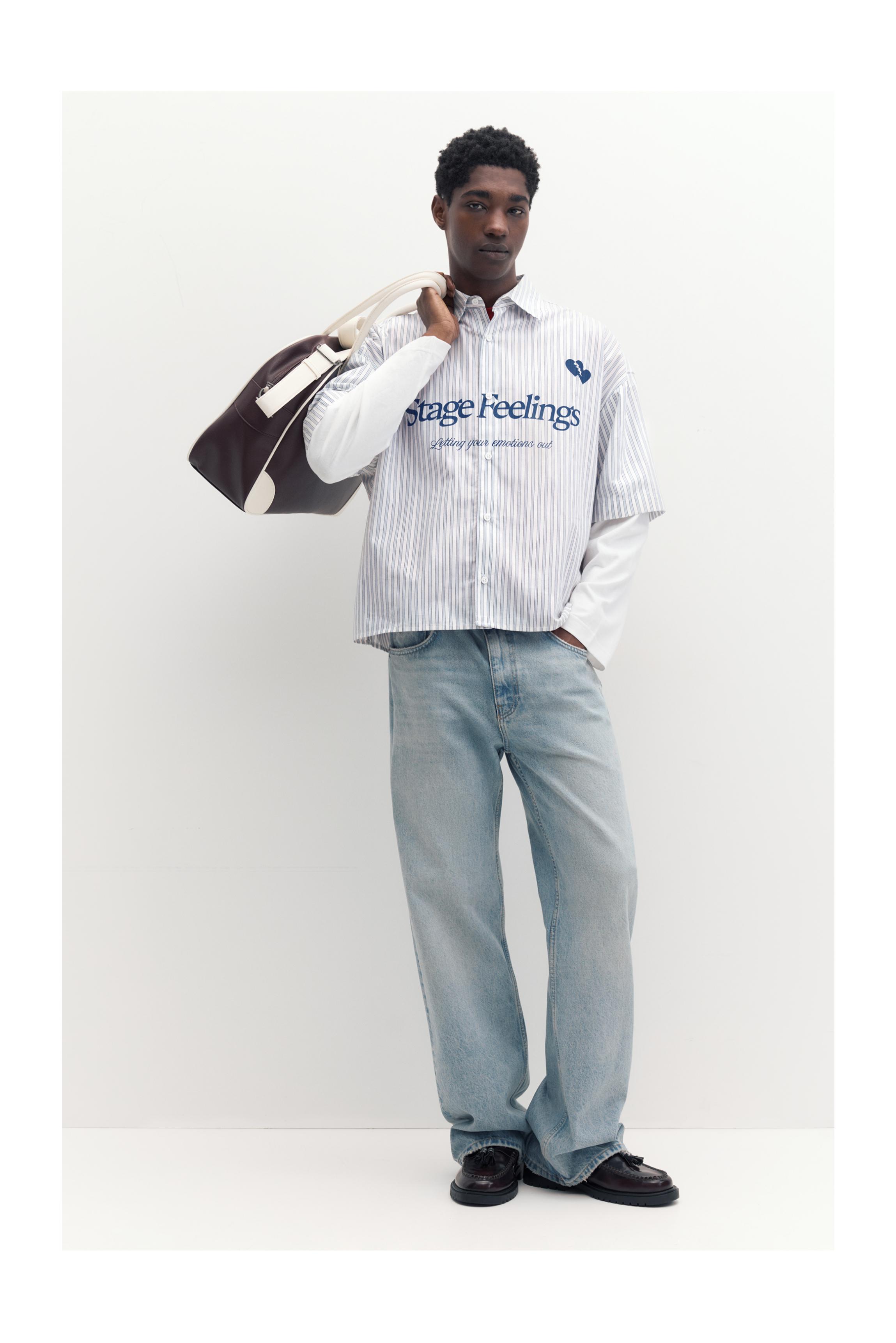 Çift kollu grafik detaylı gömlek - Görsel 17