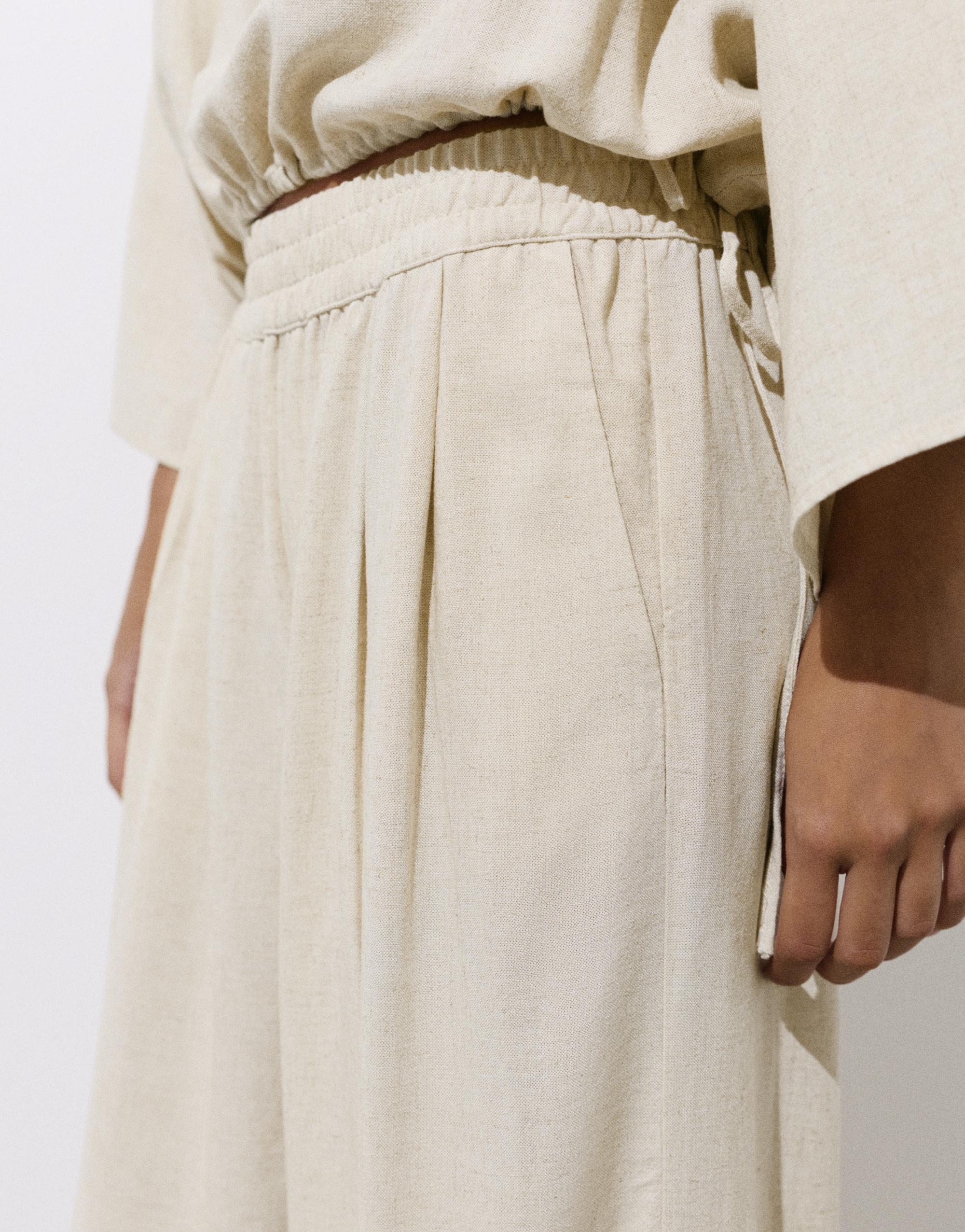 Flowing darted trousers — Sand