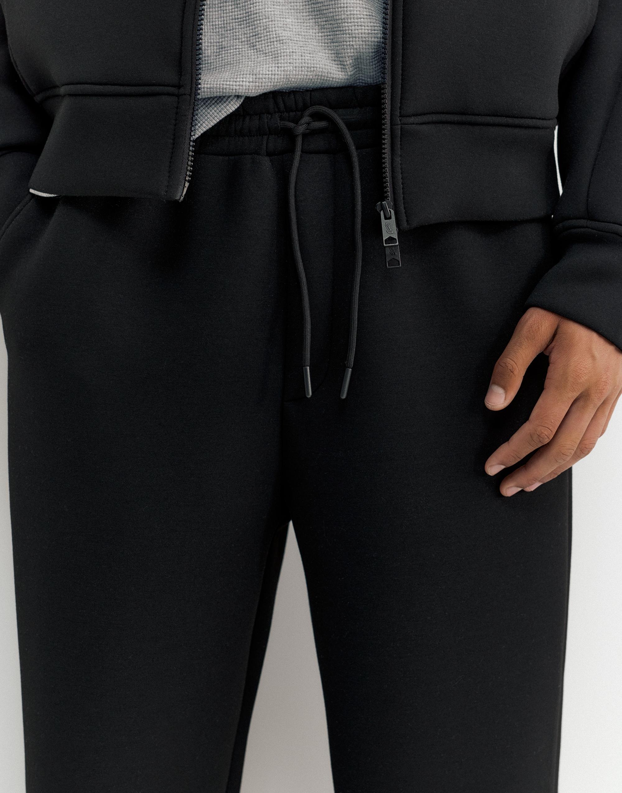 Neoprene-effect baggy trousers — Black