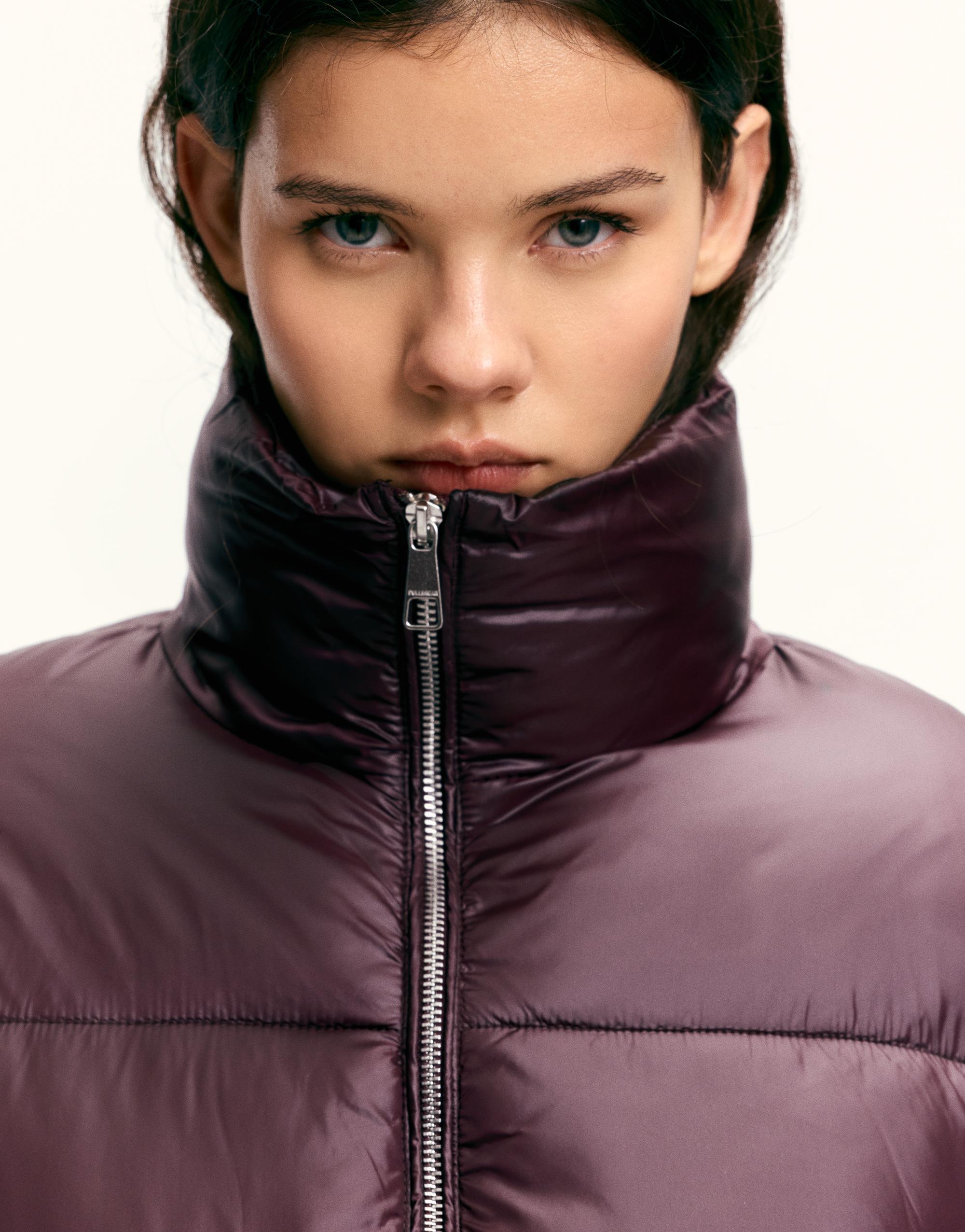 Puffer jacket with a shimmery finish — Burgundy