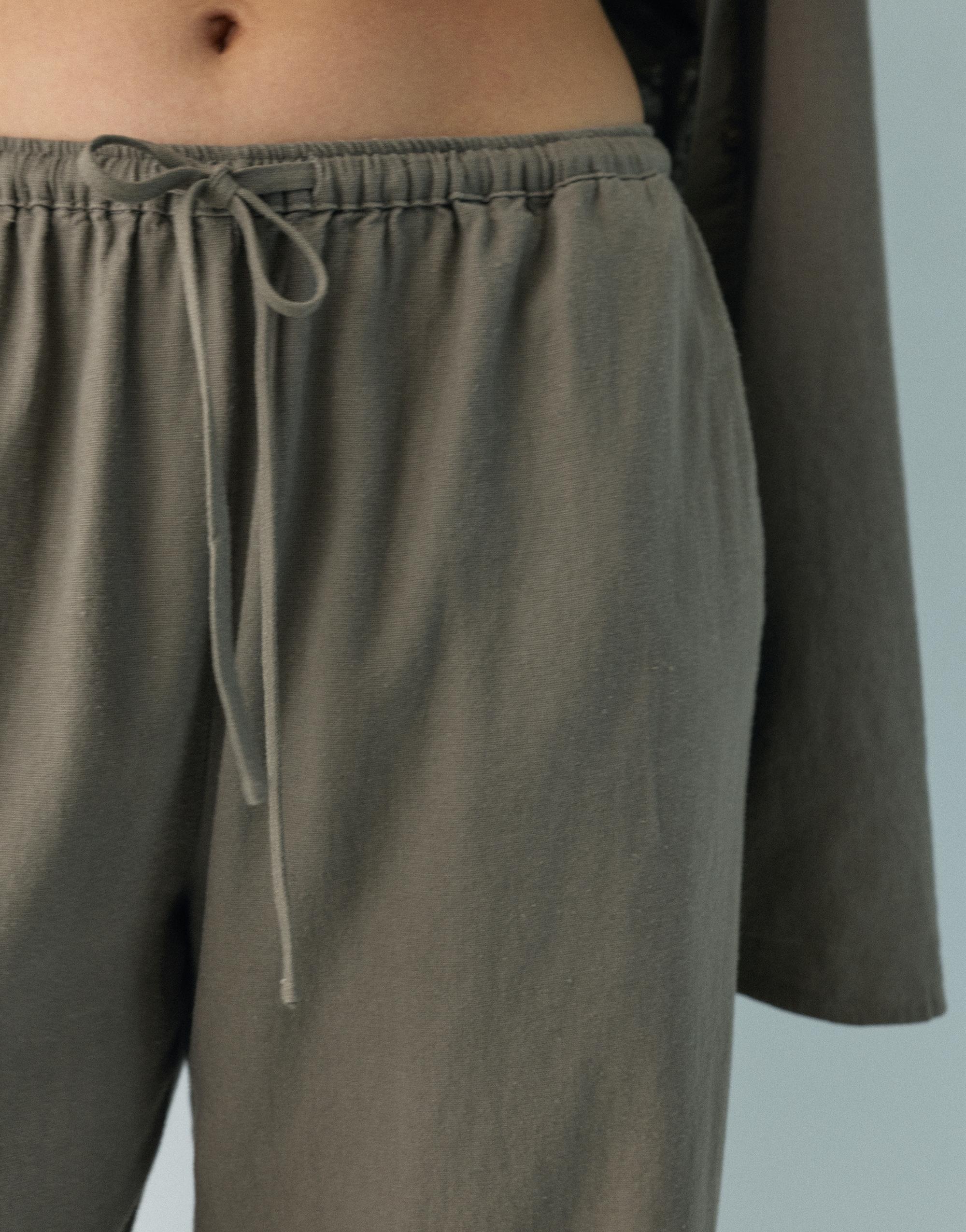 Flowy trousers with linen — Mole brown