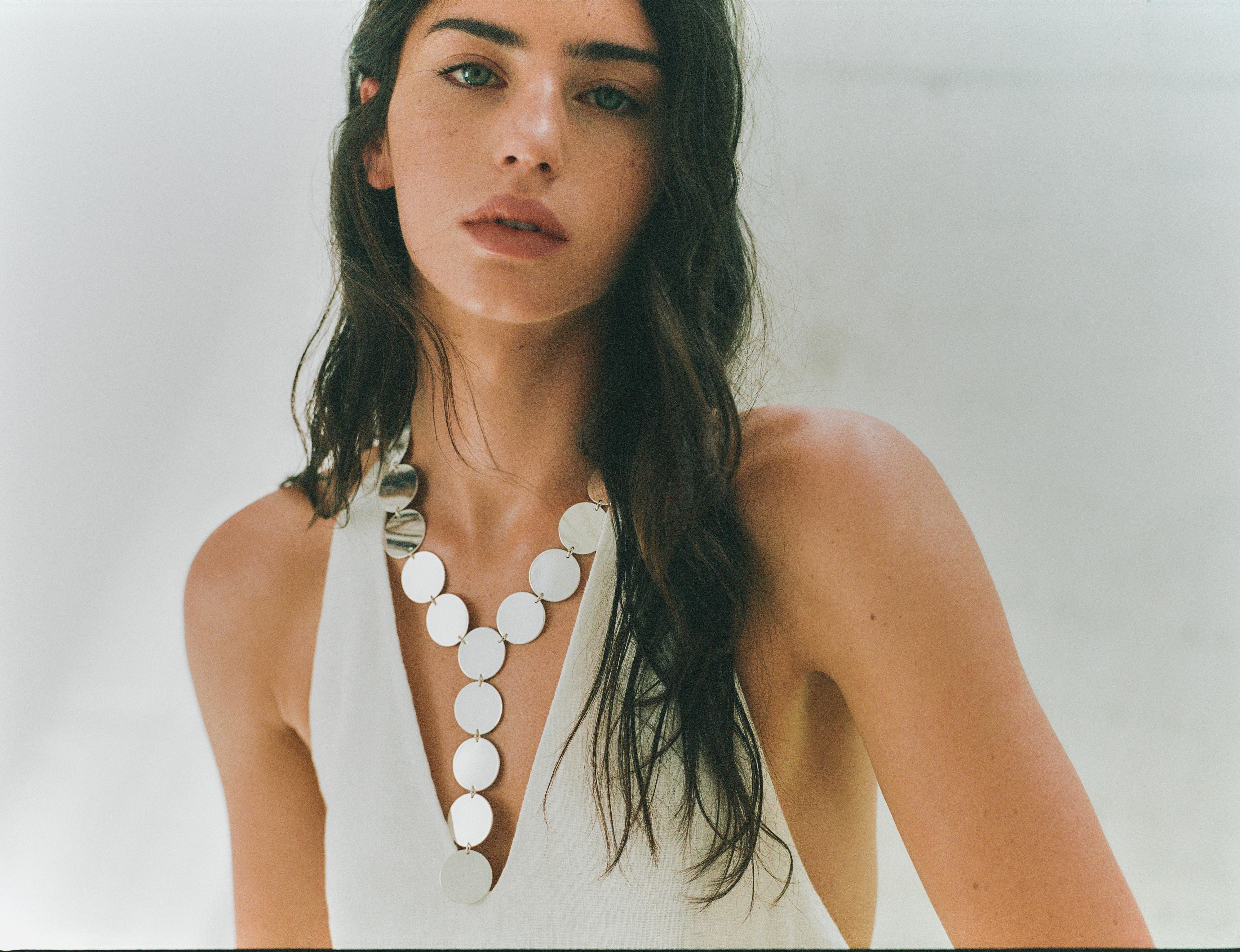 Circular lariat necklace — Silver