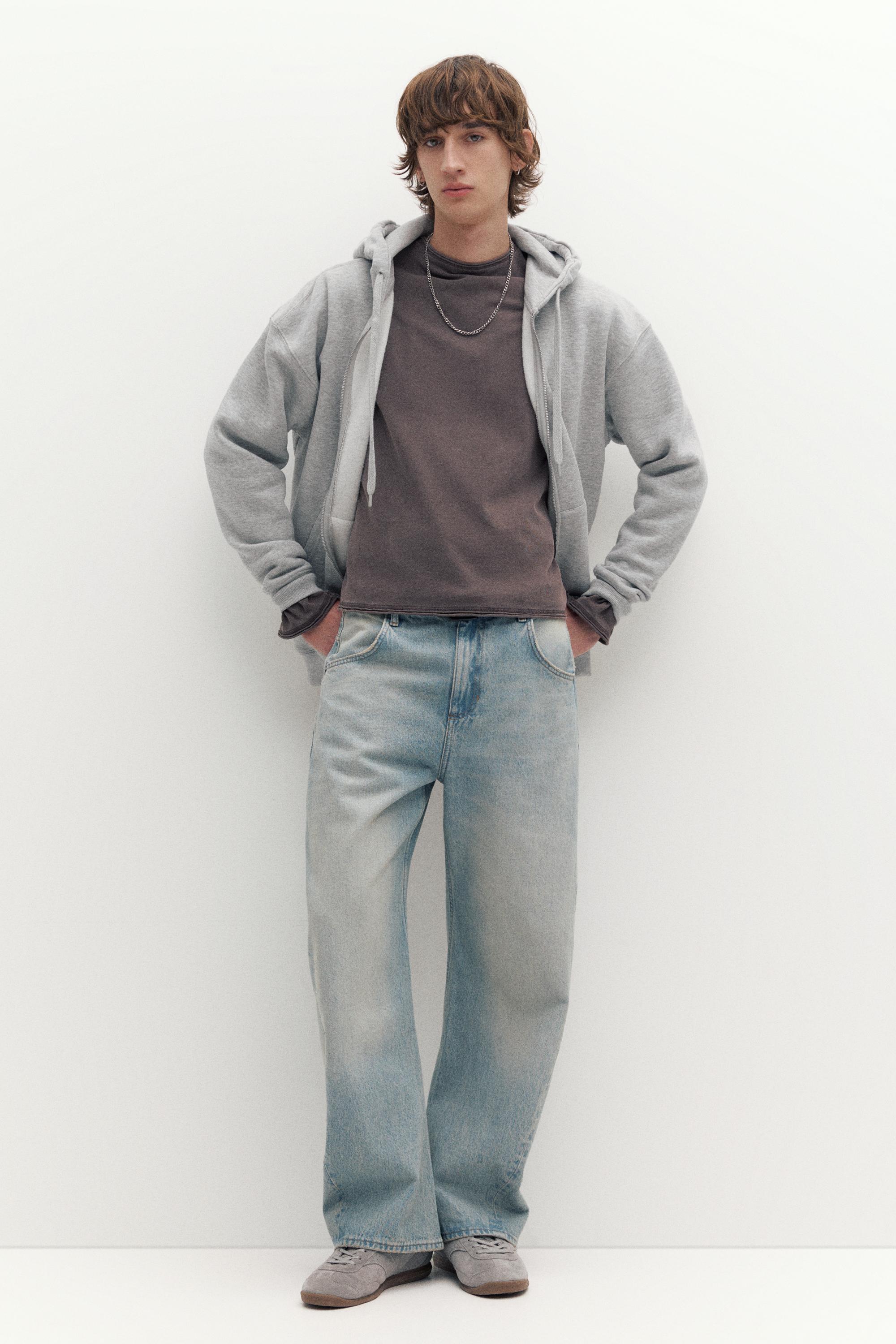 Basic kapüşonlu fermuarlı sweatshirt - Görsel 8