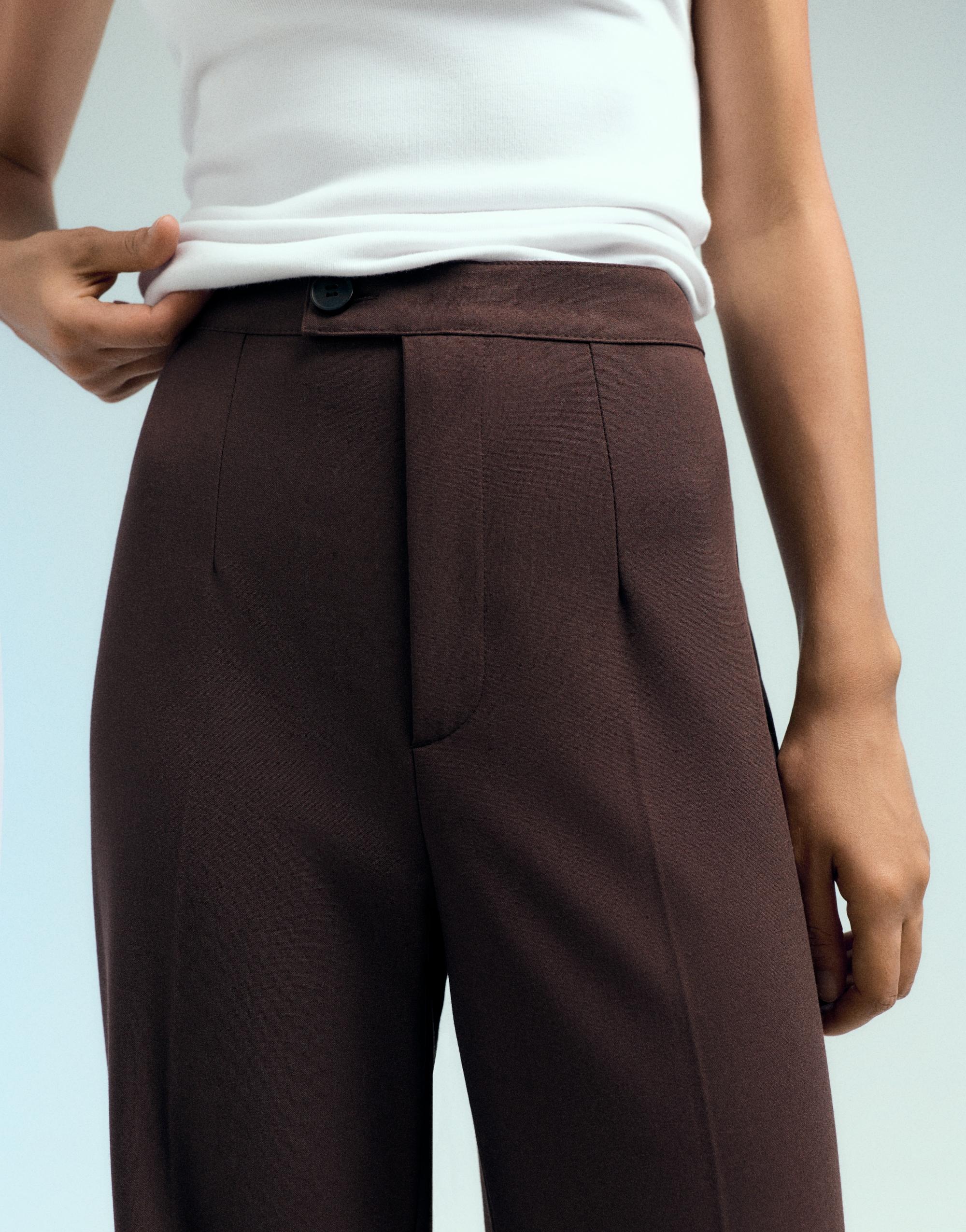 Straight-leg darted trousers — Brown