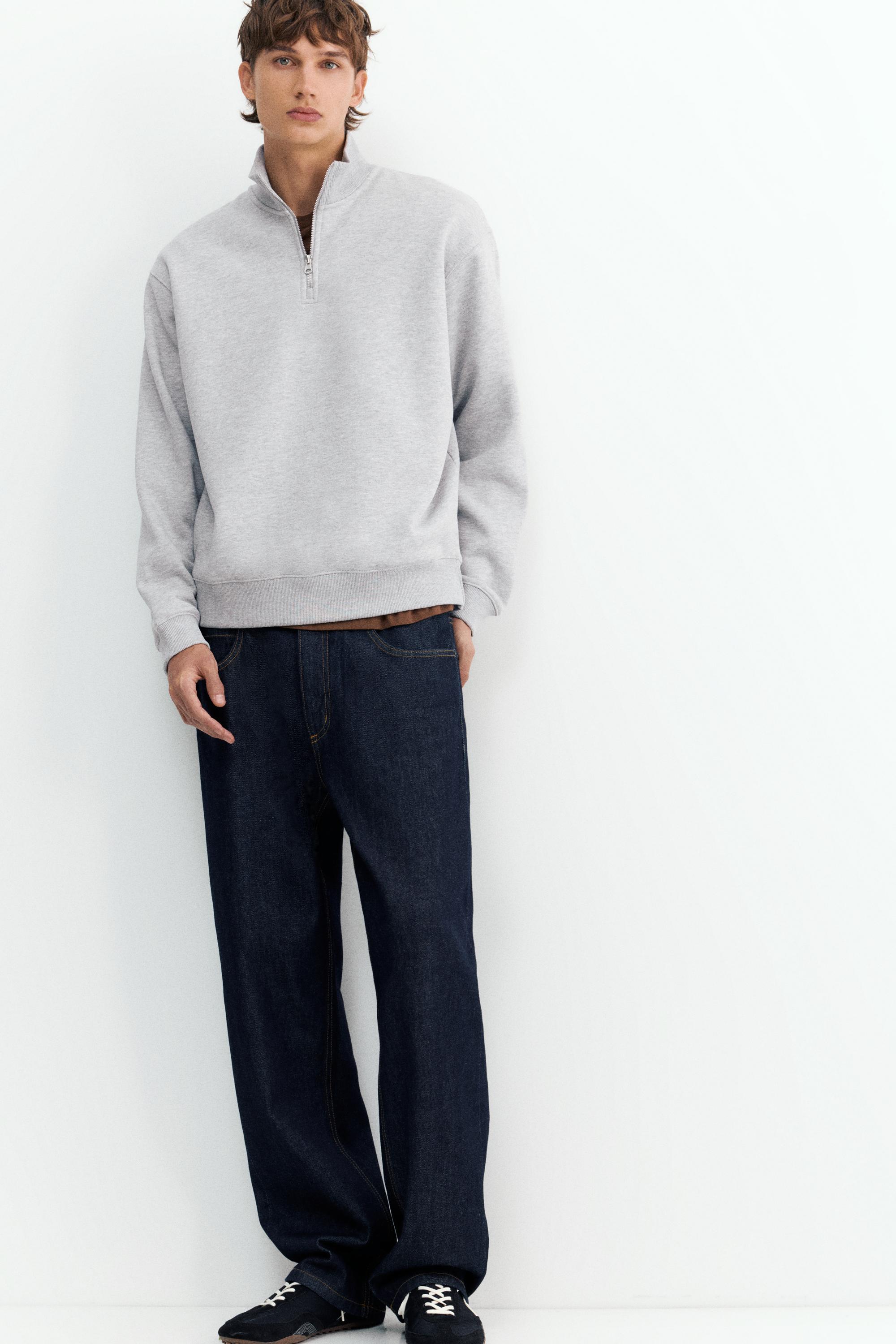 Quarter-zip sweatshirt — Grey marl
