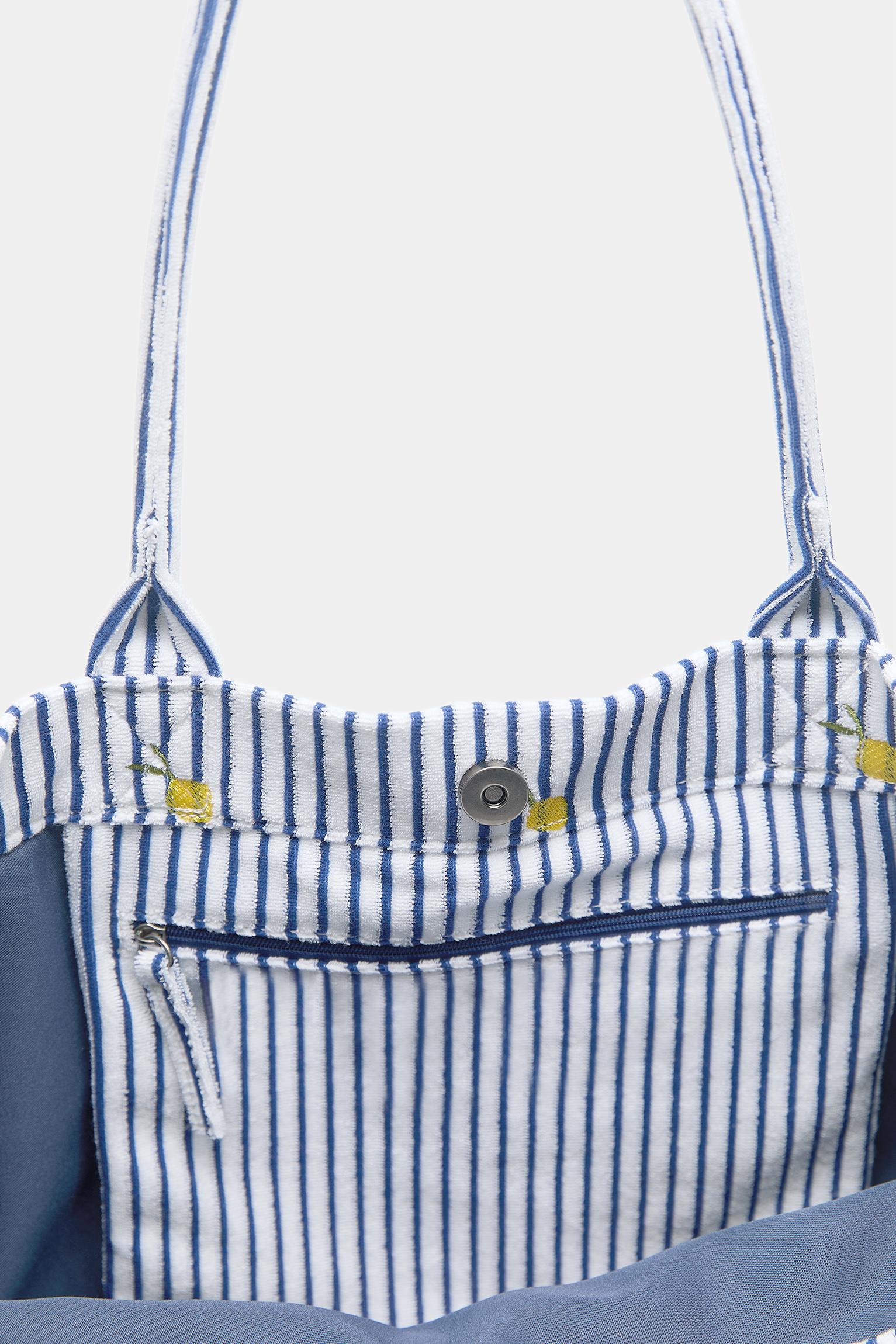 Striped towel shopper bag — Blue