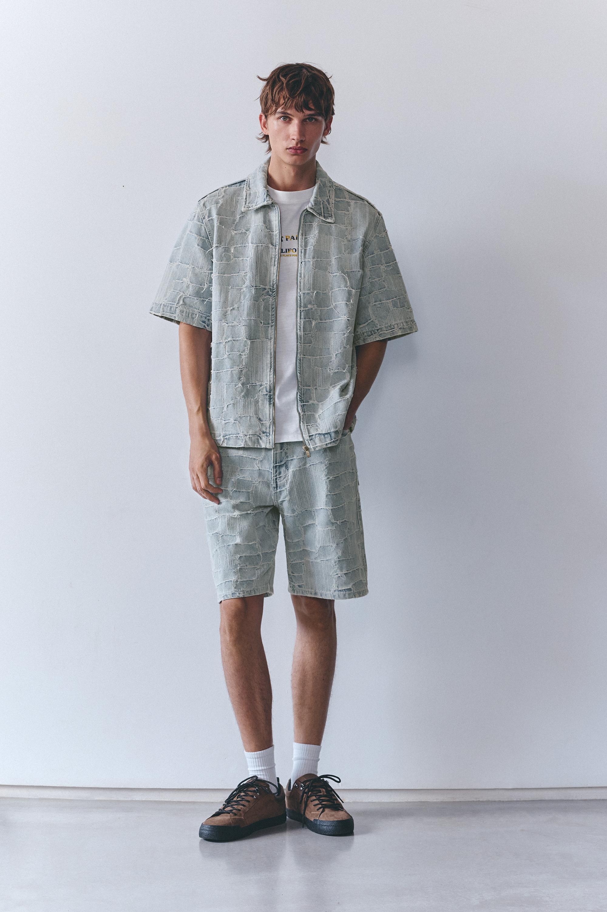 Jacquard denim shirt — Pale indigo