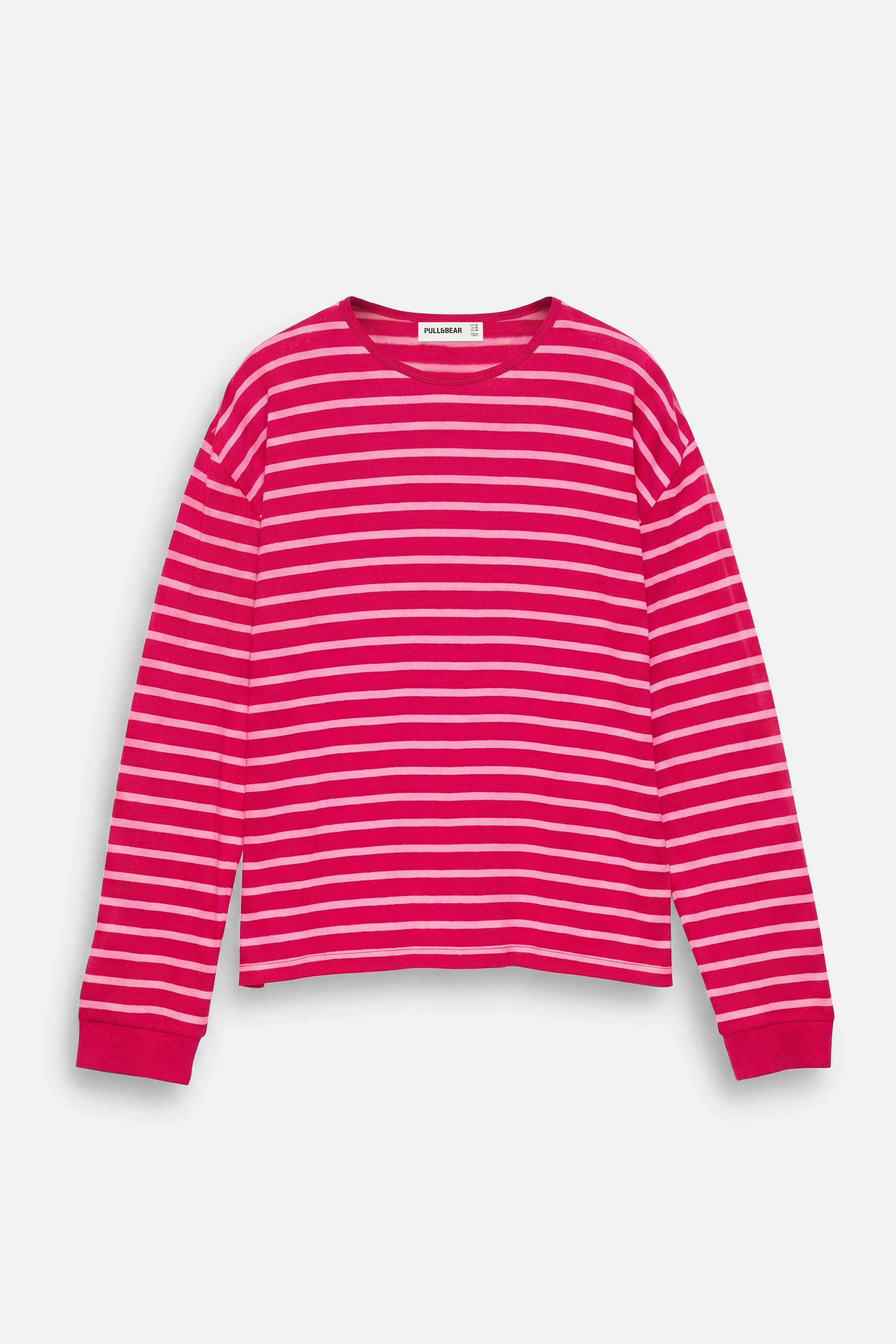 Oversize long sleeve striped T-shirt — Striped