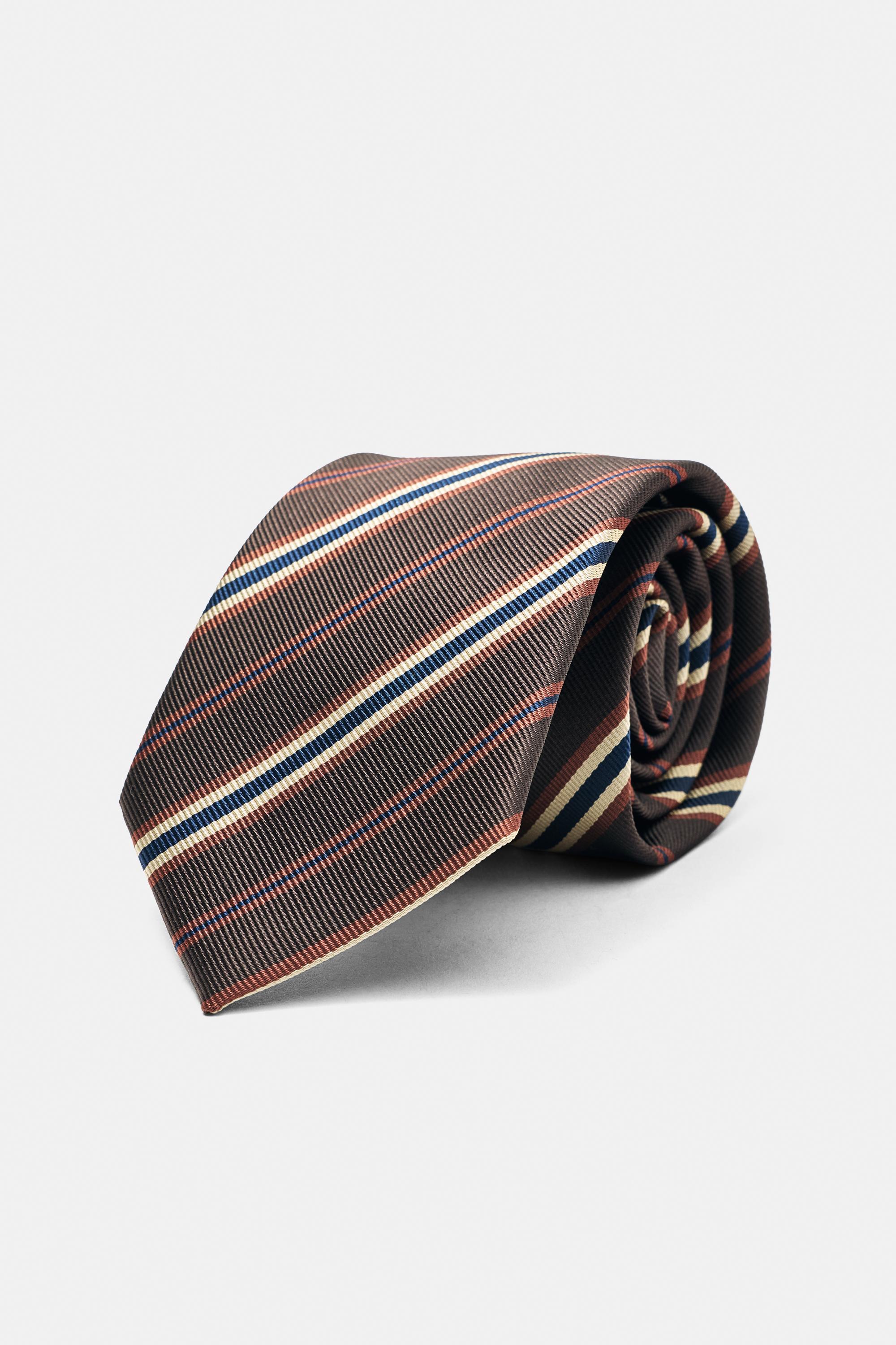 Striped tie — Brown