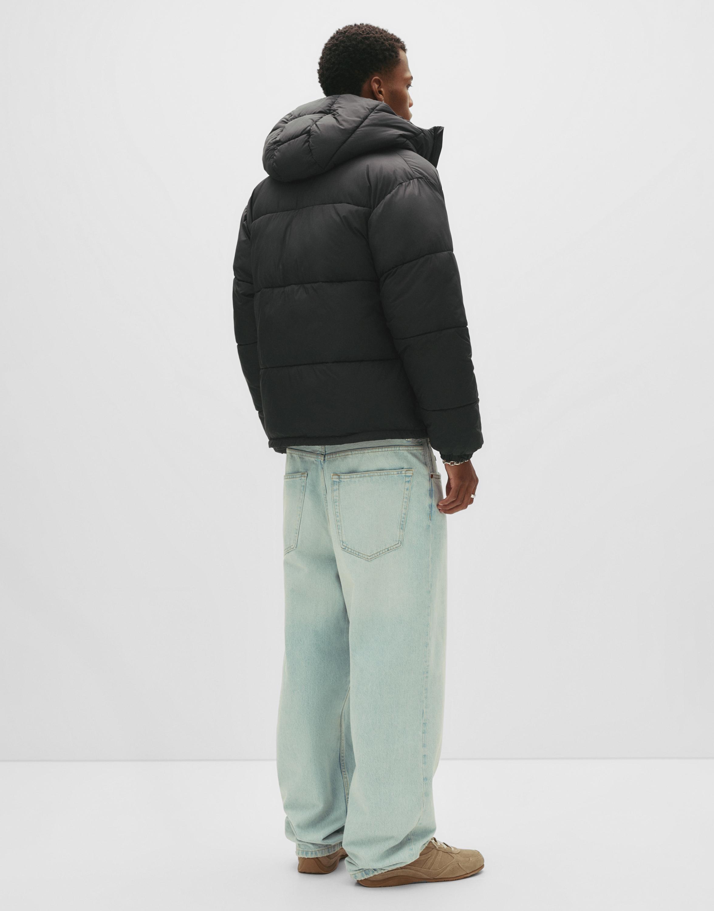 Padded jacket with hood — Black