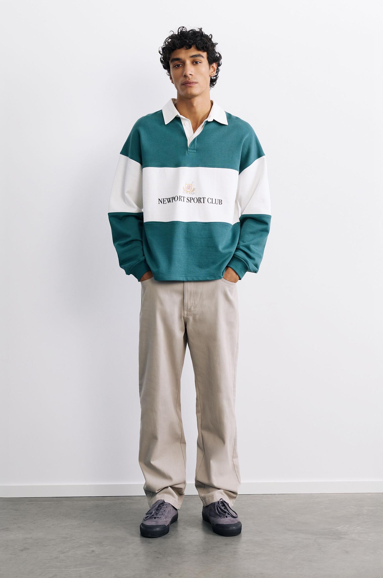 Straight-leg trousers — Stone