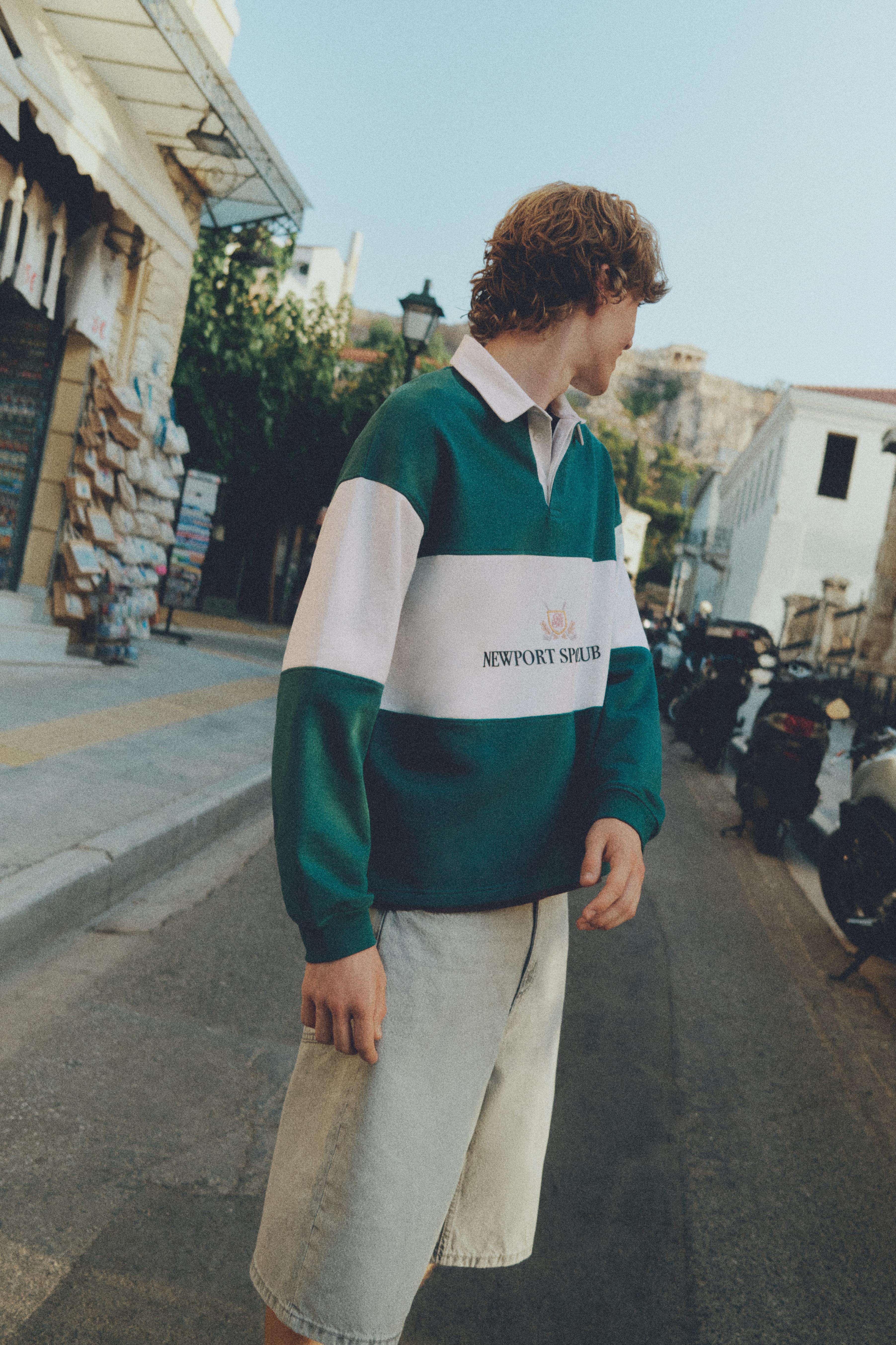 Long sleeve Newport Sport Club polo shirt — Off white