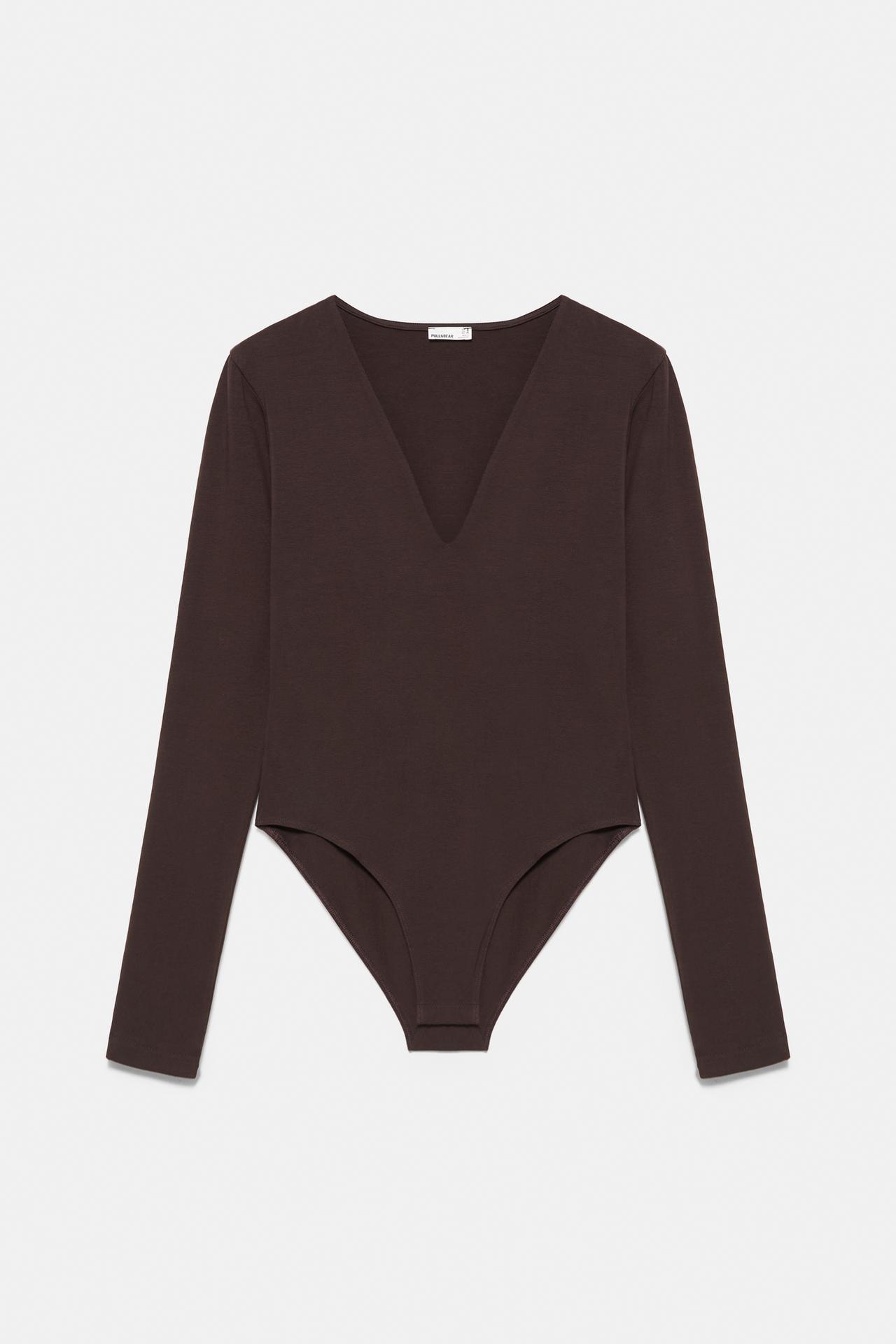 V-neck bodysuit — Brown