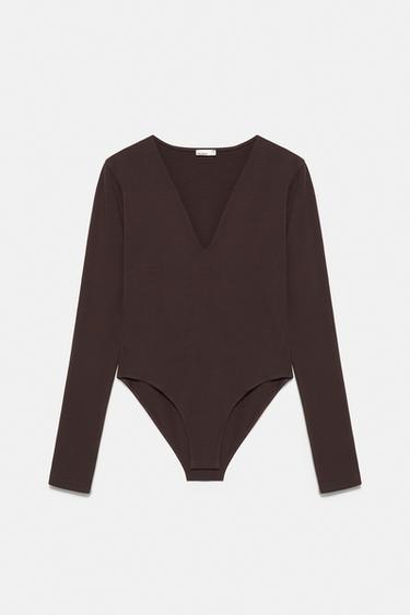 V-neck bodysuit — Brown 5
